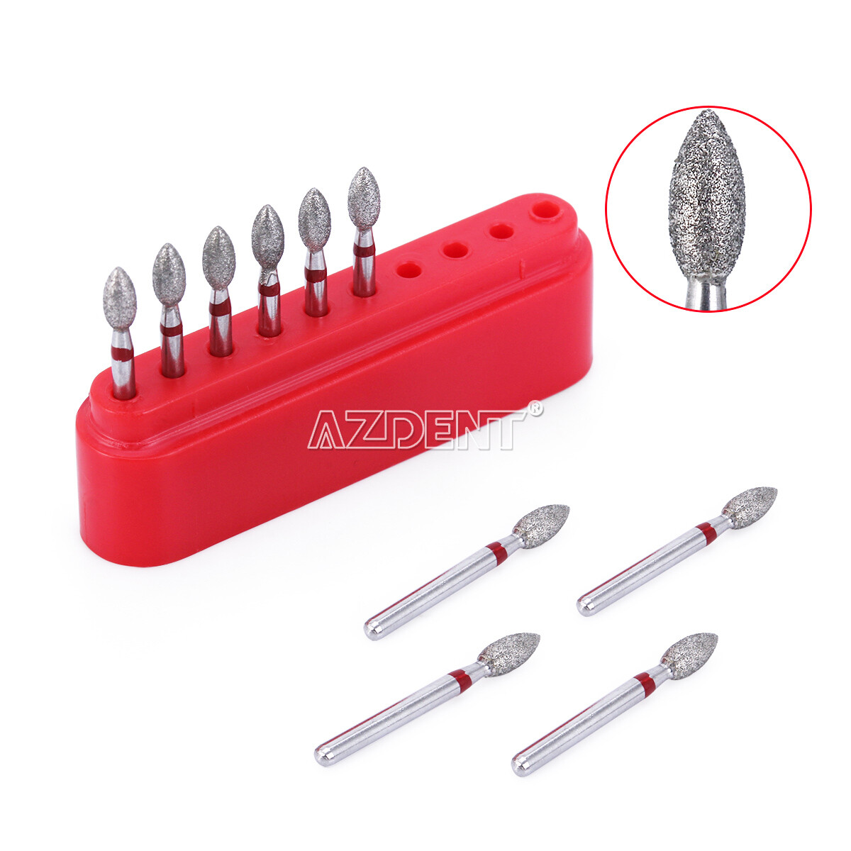 10pcs/Kit AZDENT Dental Diamond Burs Football #368-023F #379-023F Fine Red