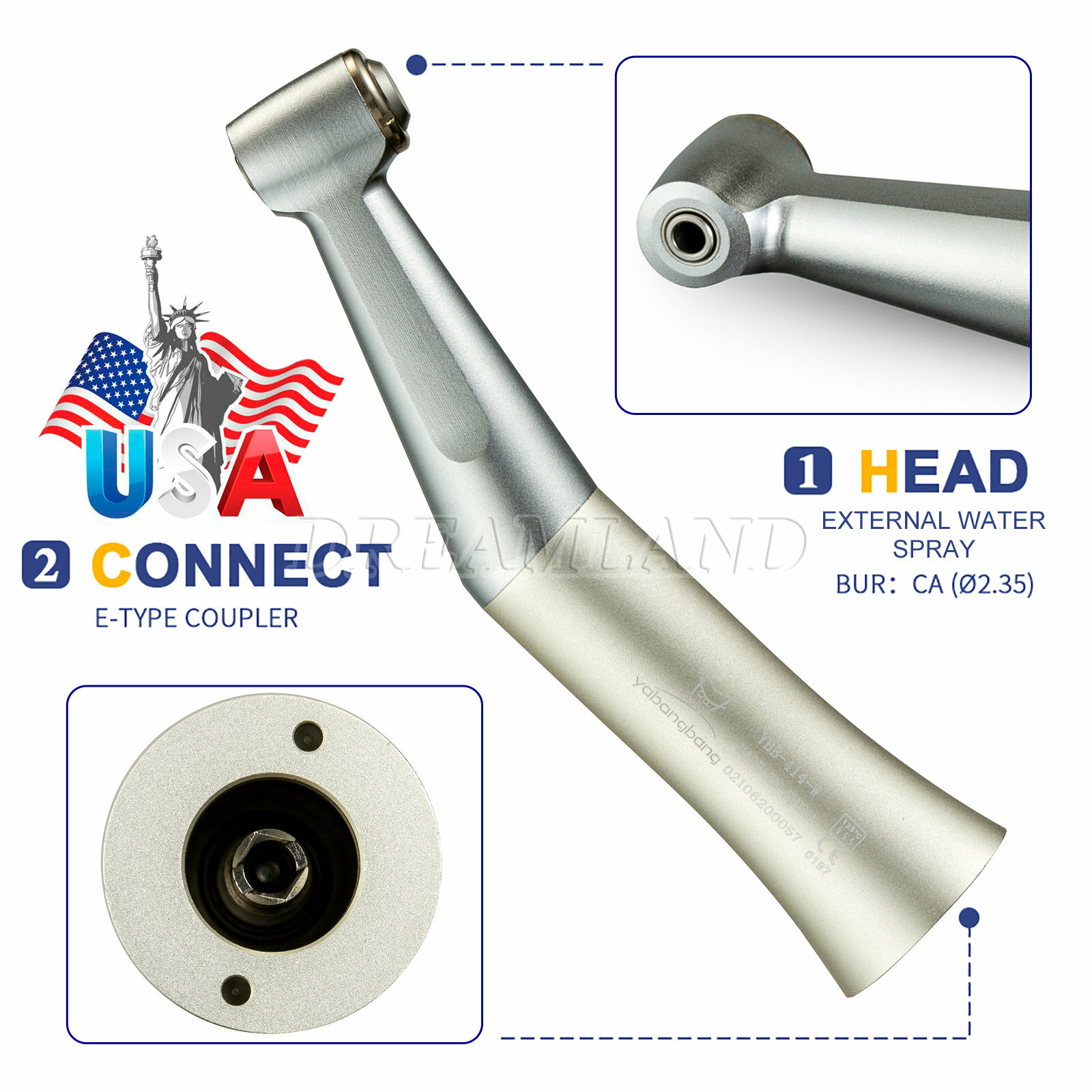 1X E-type Dental Contra Angle Handpiece Slow Low Speed Contrangle Fit NSK
