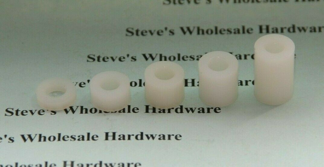 Nylon Spacer Natural White 1/4″ID 1/2″OD Pick Your Length and Quantity