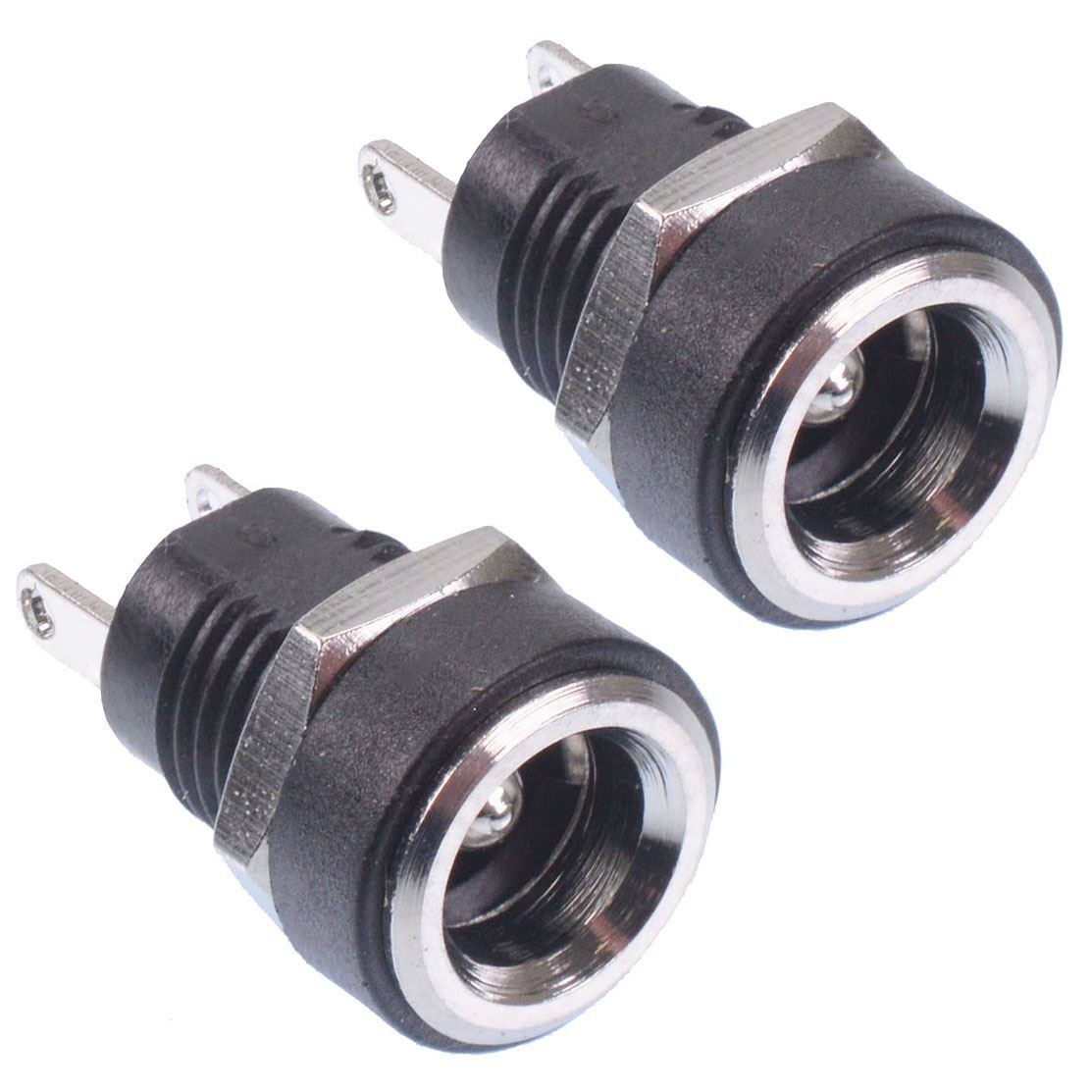 2 x 2.5mm x 5.5mm Round Panel Chasis Mount Female Socket DC Connector Jack Plug
