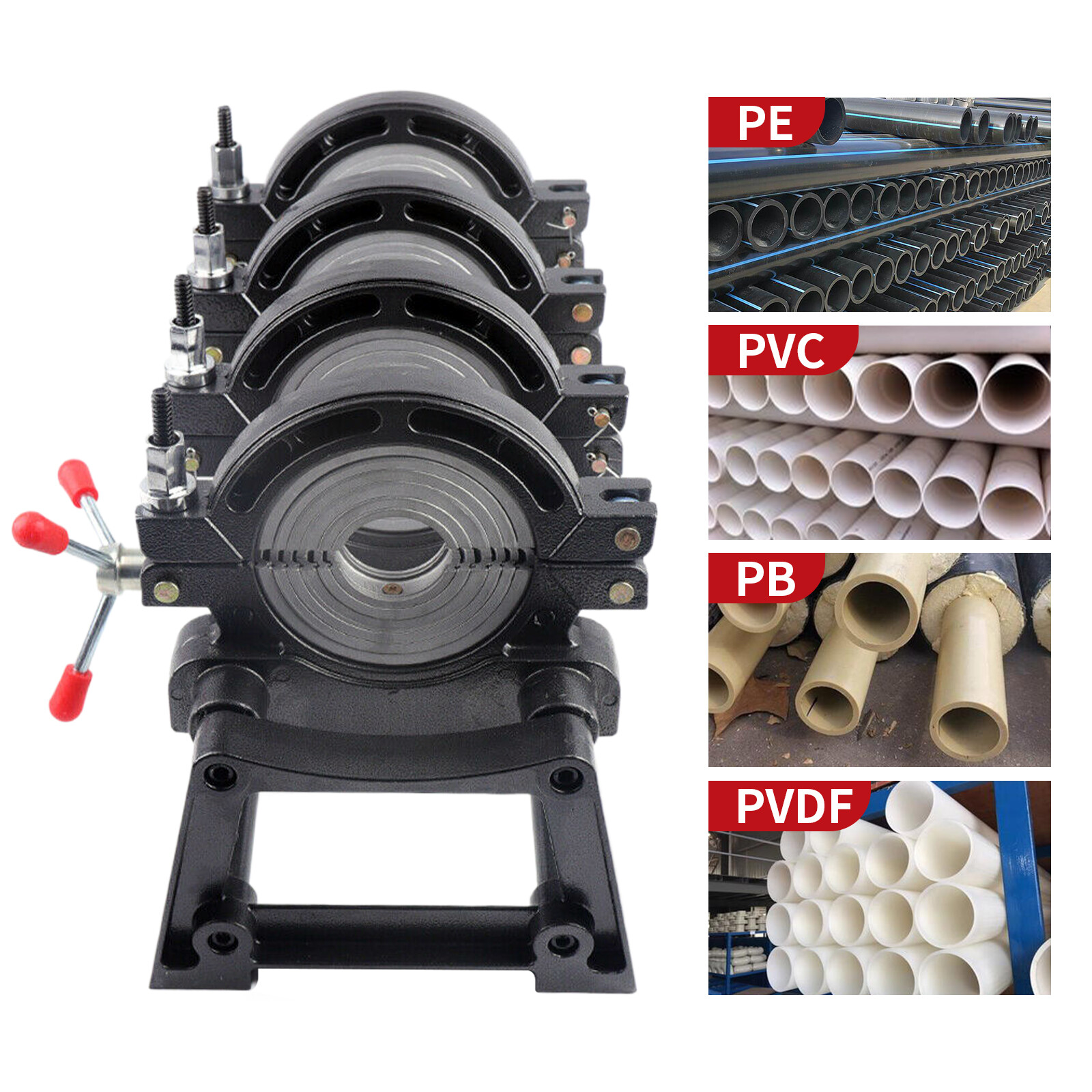 HDPE PP PE Butt Fusion Welding Machine Manual Piping Pipe Fusion Welder 4 Clamps
