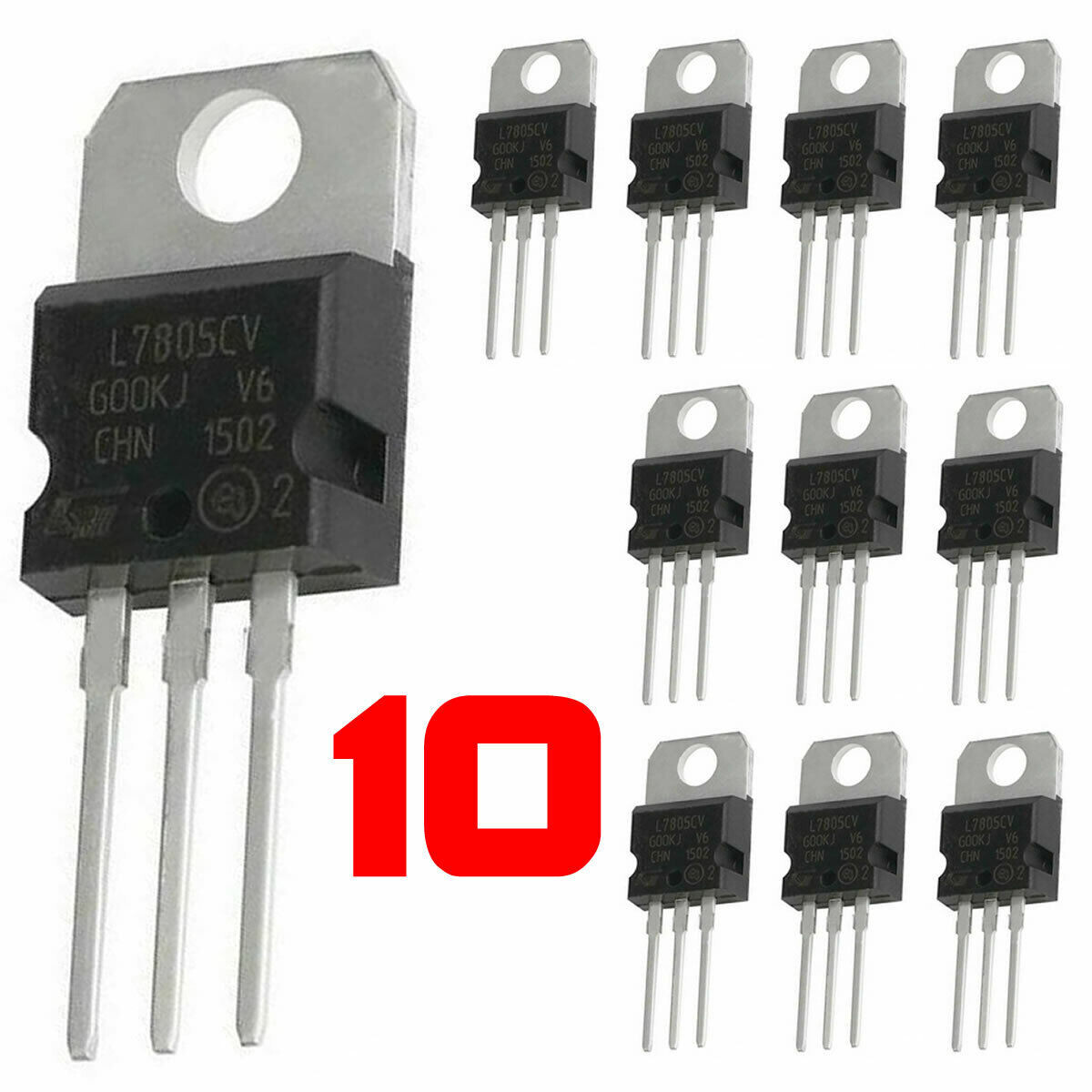 10 x LM7805 L7805CV 7805 TO-220 5V 1.5A Voltage Regulator – USA seller