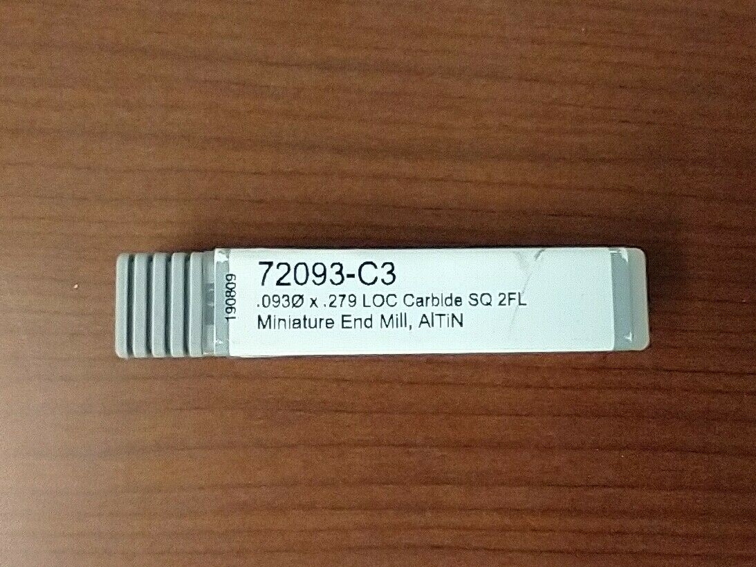HARVEY TOOL .093 X .279 MINI END MILL 2 FLUTE ALTIN COATED 72093-C3