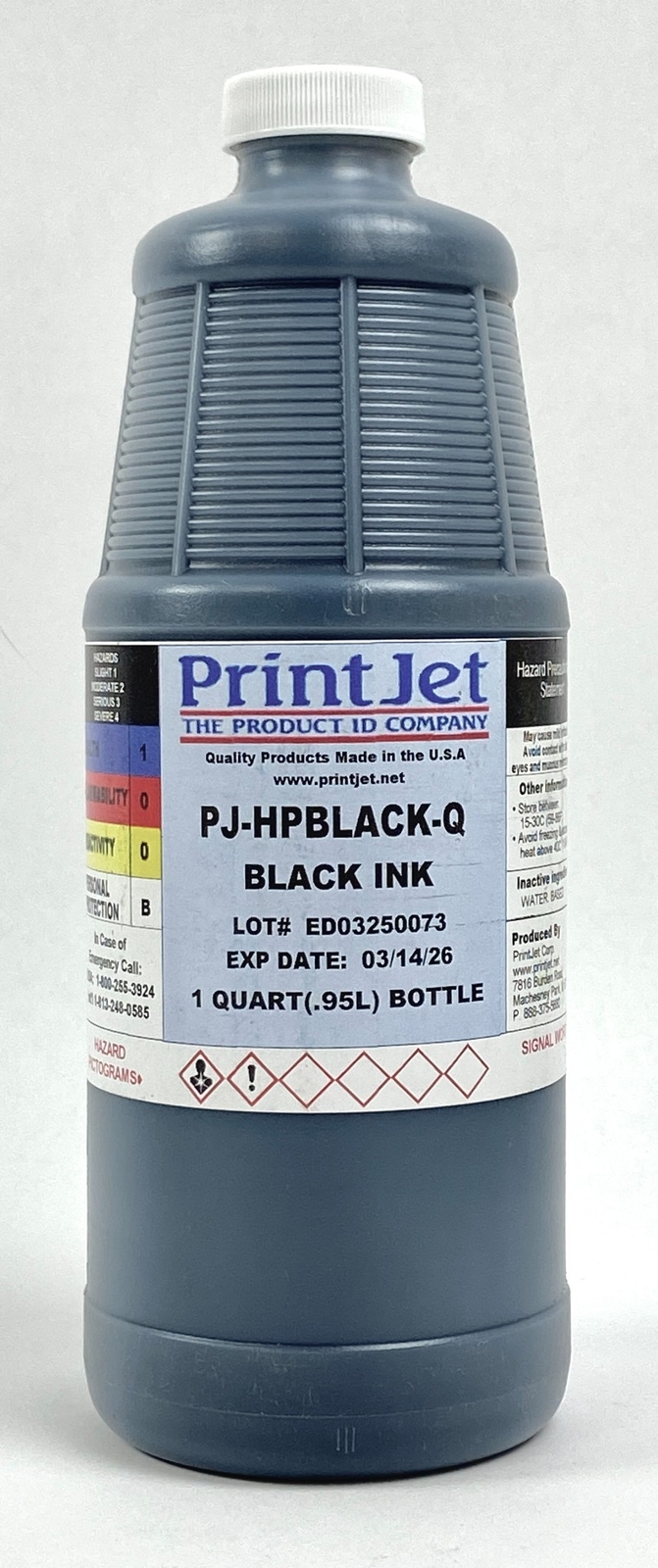 PrintJet PJ-HPBLACK-Q Black Ink 1 Quart Professional Quality Bottle Set of 2