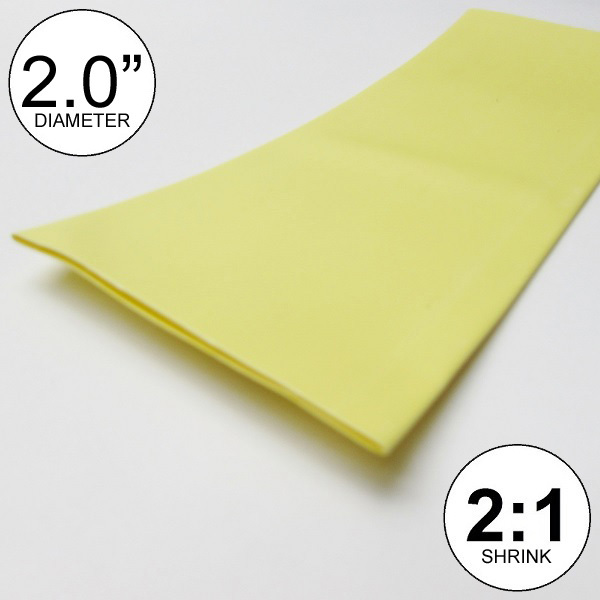 2″ ID Yellow Heat Shrink Tube 2:1 ratio 2.0 wrap (2×24″= 4 feet) inch/ft/to 50mm