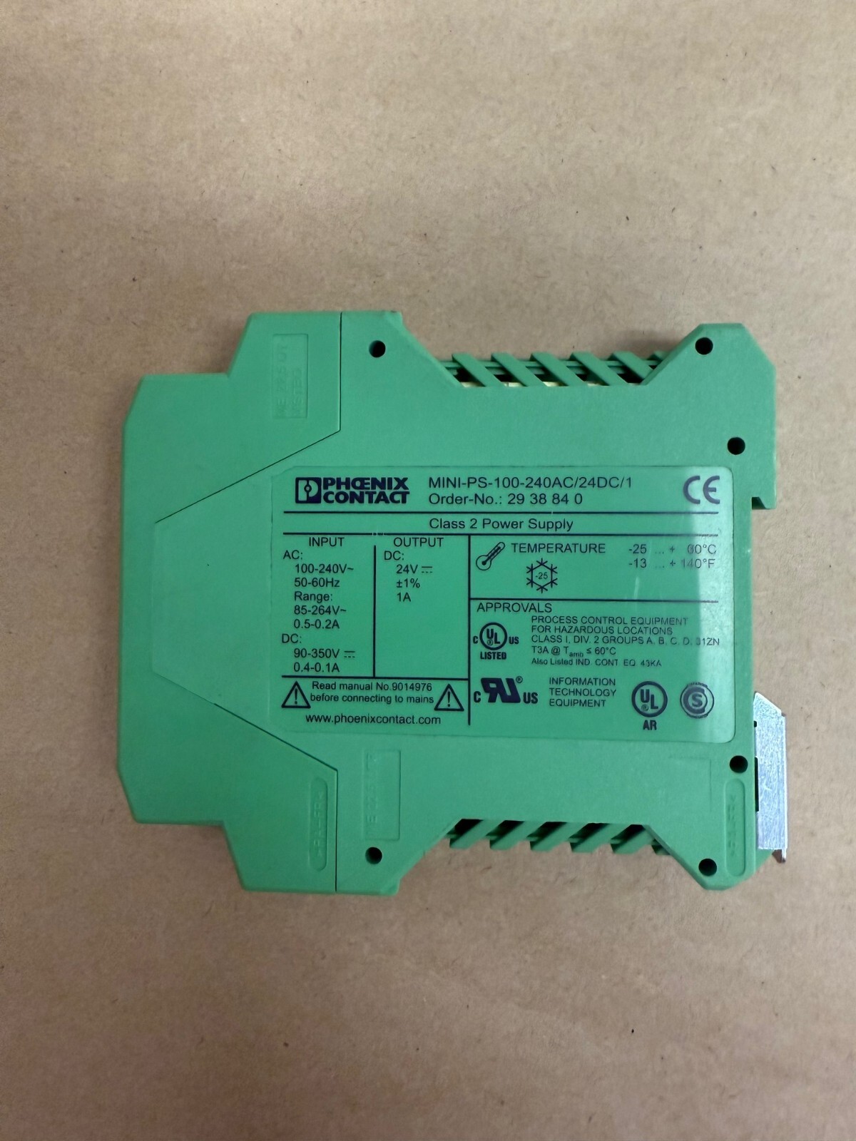 Phoenix Contact MINI-PS-100-240AC/24DC/1, Class 2 Power Supply *Tested*