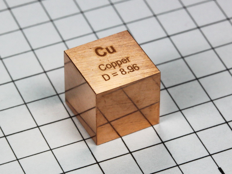 Copper density cube ultra precision 10.0×10.0x10.0mm – 99.999% – Made in Austria