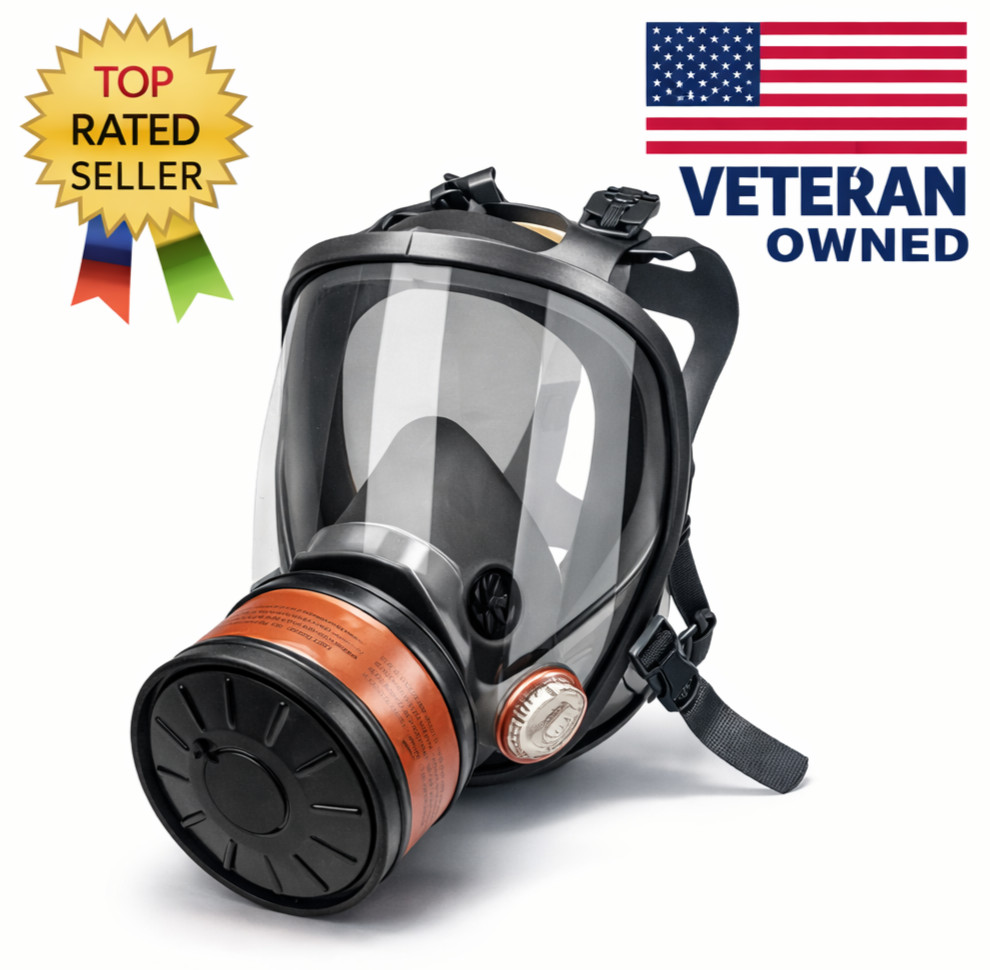 Full Face Gas Mask Respirator Survival Mask Tear Gas Protection Reusable 40MM