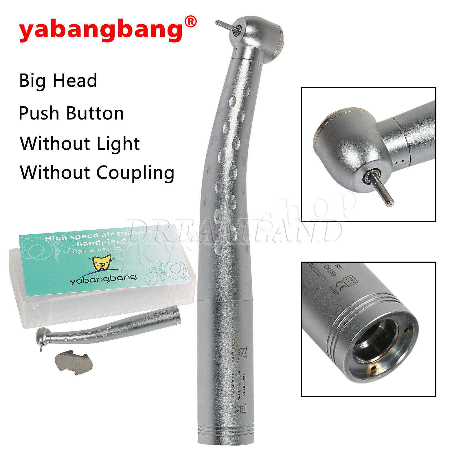 1-10 Dental High Speed Handpiece Big Head / + 4Holes Swivel Coupler fit KaV