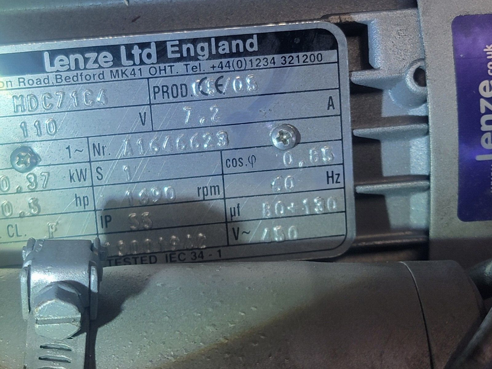 Lenze MDC71C4 0.5 HP .37kW AC Gearmotor/ Right Angle hollow w/ shaft NOS