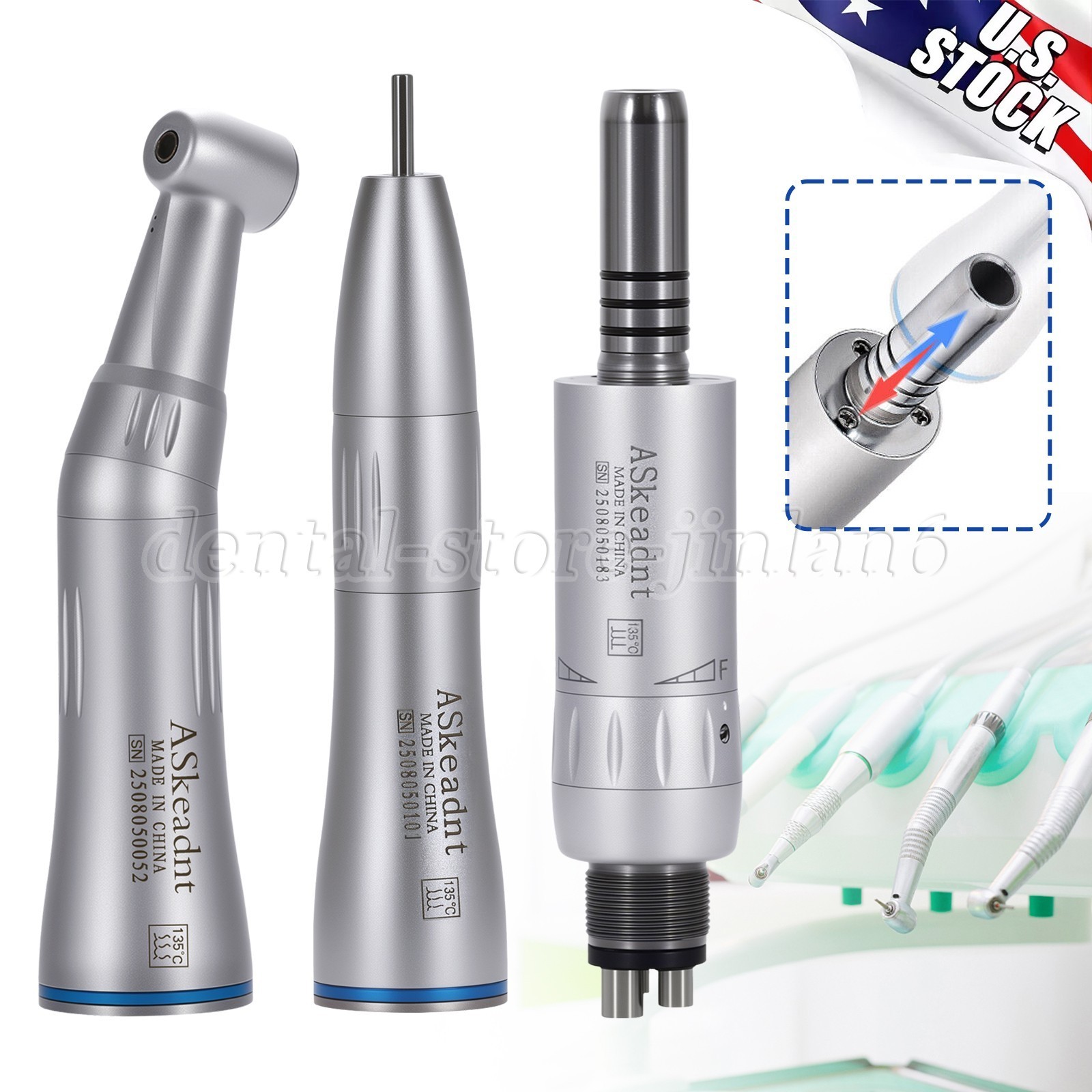 Dental Slow Low Speed Straight Handpiece Air Motor 4Holes E-type NSK STYLE WY4
