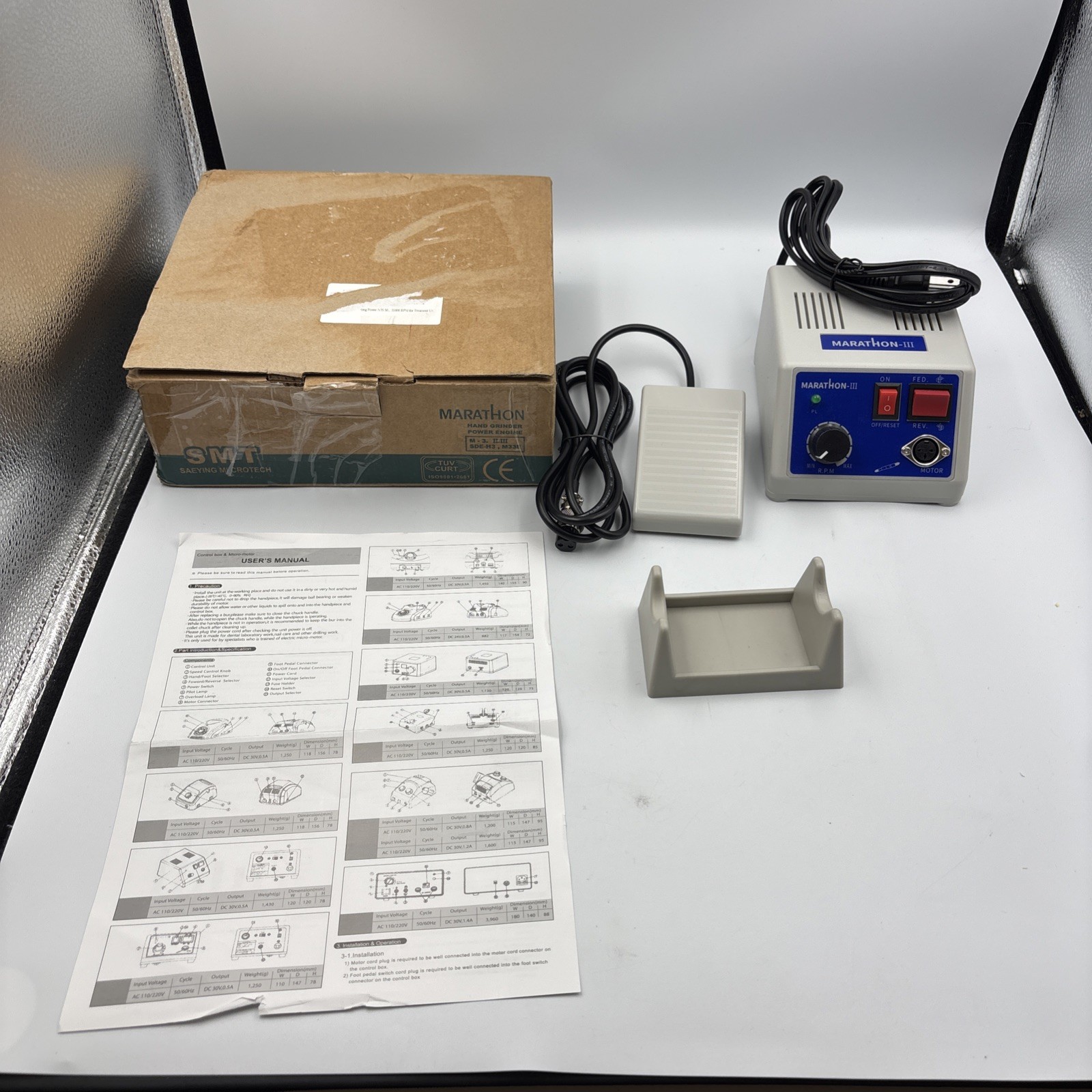 Dental Lab MARATHON-III Micromotor 35K RPM Polisher Grinder Incomplete Set NewOB