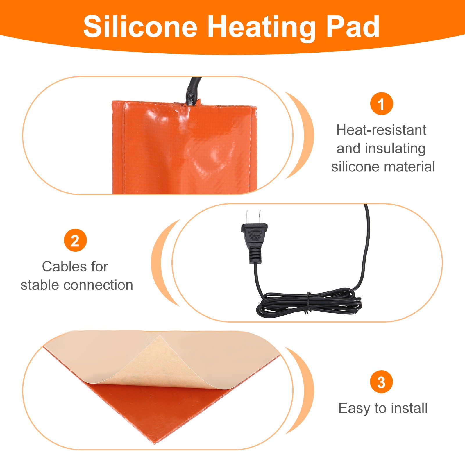 Heater Mat Silicone Heating Pad 120V 50W Heating Pad 127mm x 54mm
