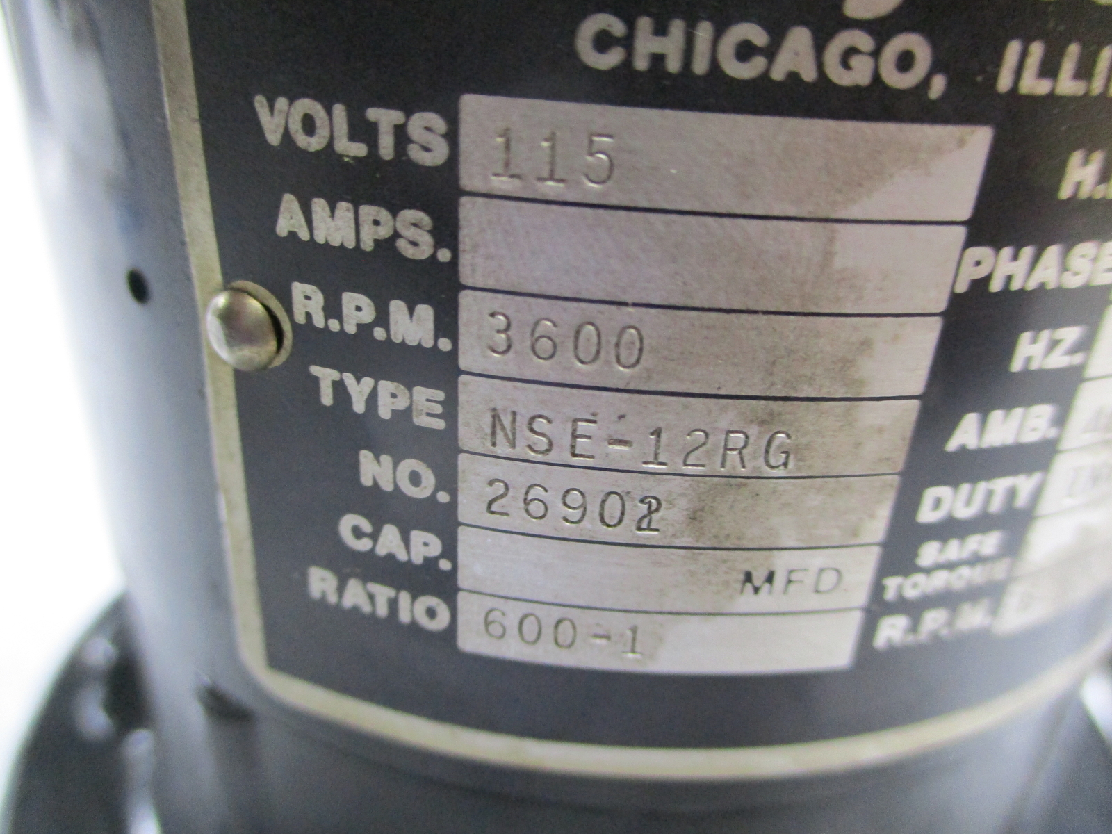 BODINE ELECTRIC NSE12-RG GEAR MOTOR (AS PICTURED) NSNP