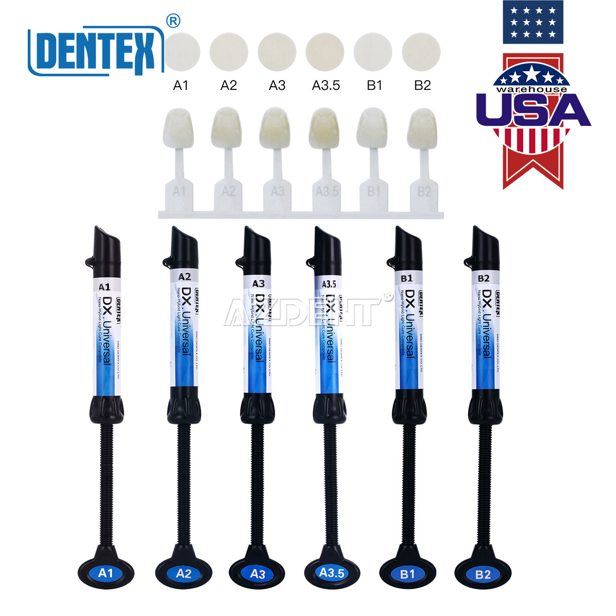 USPS DX Dental Universal Curing Light Composite Resin Shade A1 A2 A3 A3.5 B1