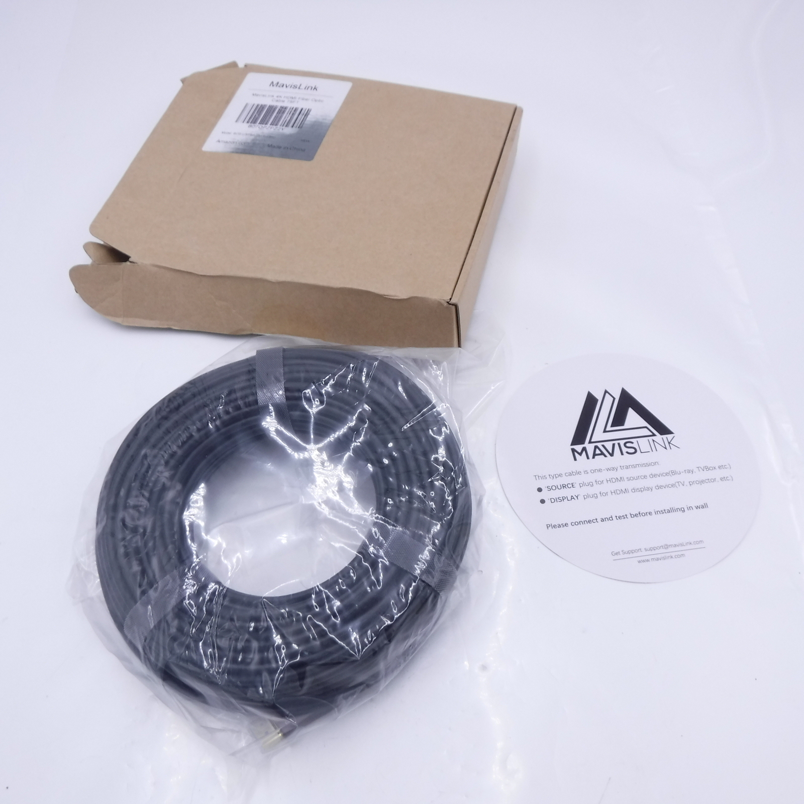 MavisLink 75′ 4k 60Hz 2.0 18Gbps HDR10 ARC 24k Plate Fiber Optic HDMI Cable