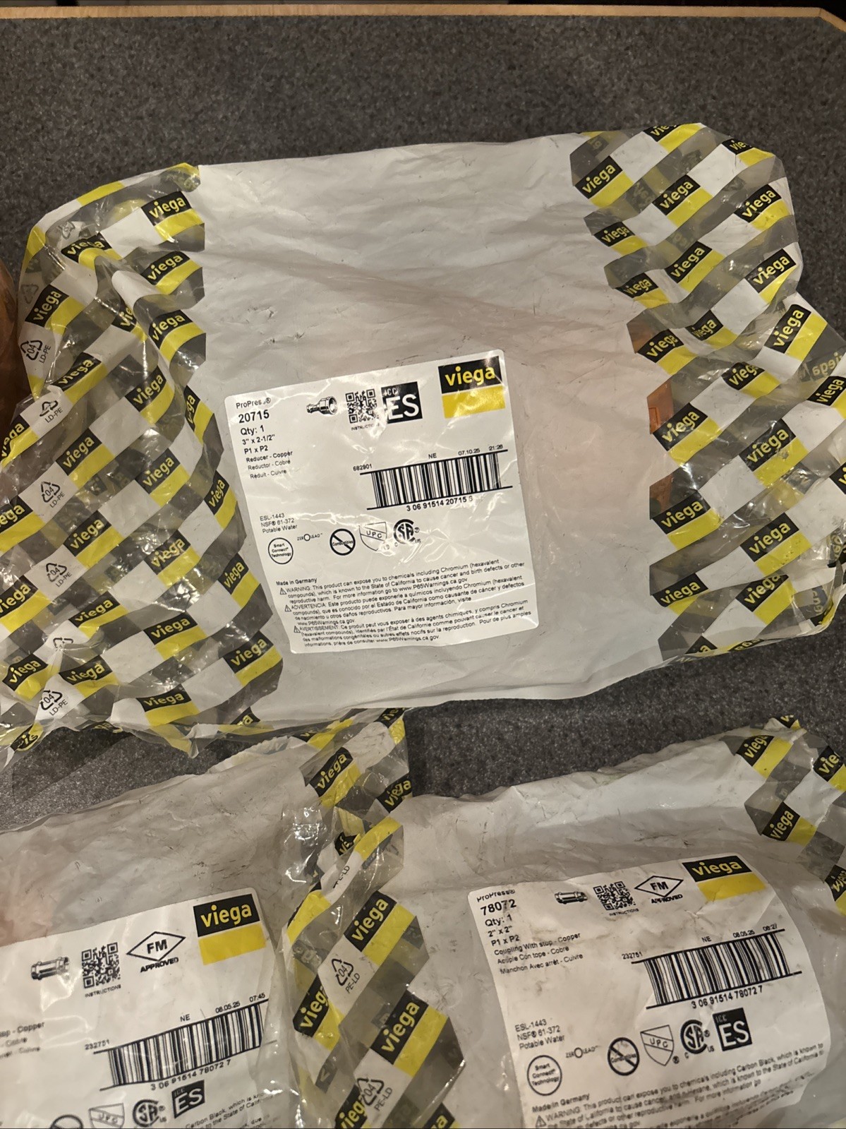 viega Propress Fittings. 3inch , 2.5 Inch , 2 Inch , 1.5inch All New .3×2.5 Redu