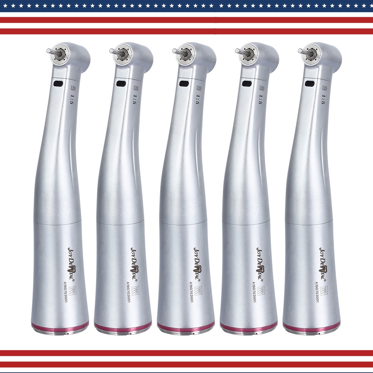 Dental 1:5 Increasing Contra Angle Fiber Optic Handpiece w/E-type Electric Motor