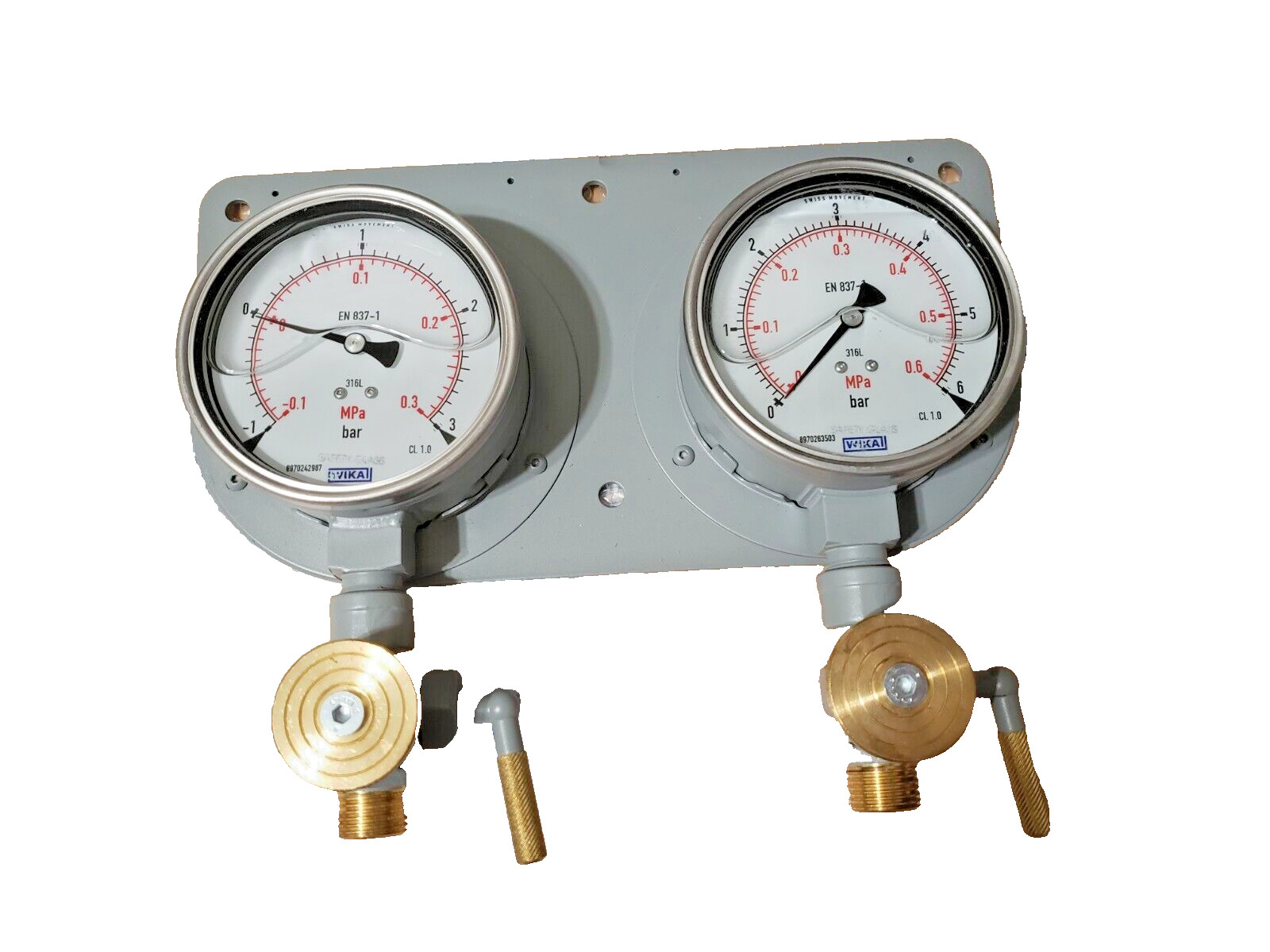 WIKA EN 837-1 / EN8371 Pressure Dual Gauge 0-0.3 MPa 0-3 Bar, 0-0.6 MPa 0-6 Bar