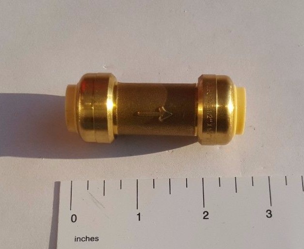 1 PIECE 1/2″ PUSH FIT X 1/2″ PUSH FIT CHECK VALVE LEAD FREE BRASS NSF