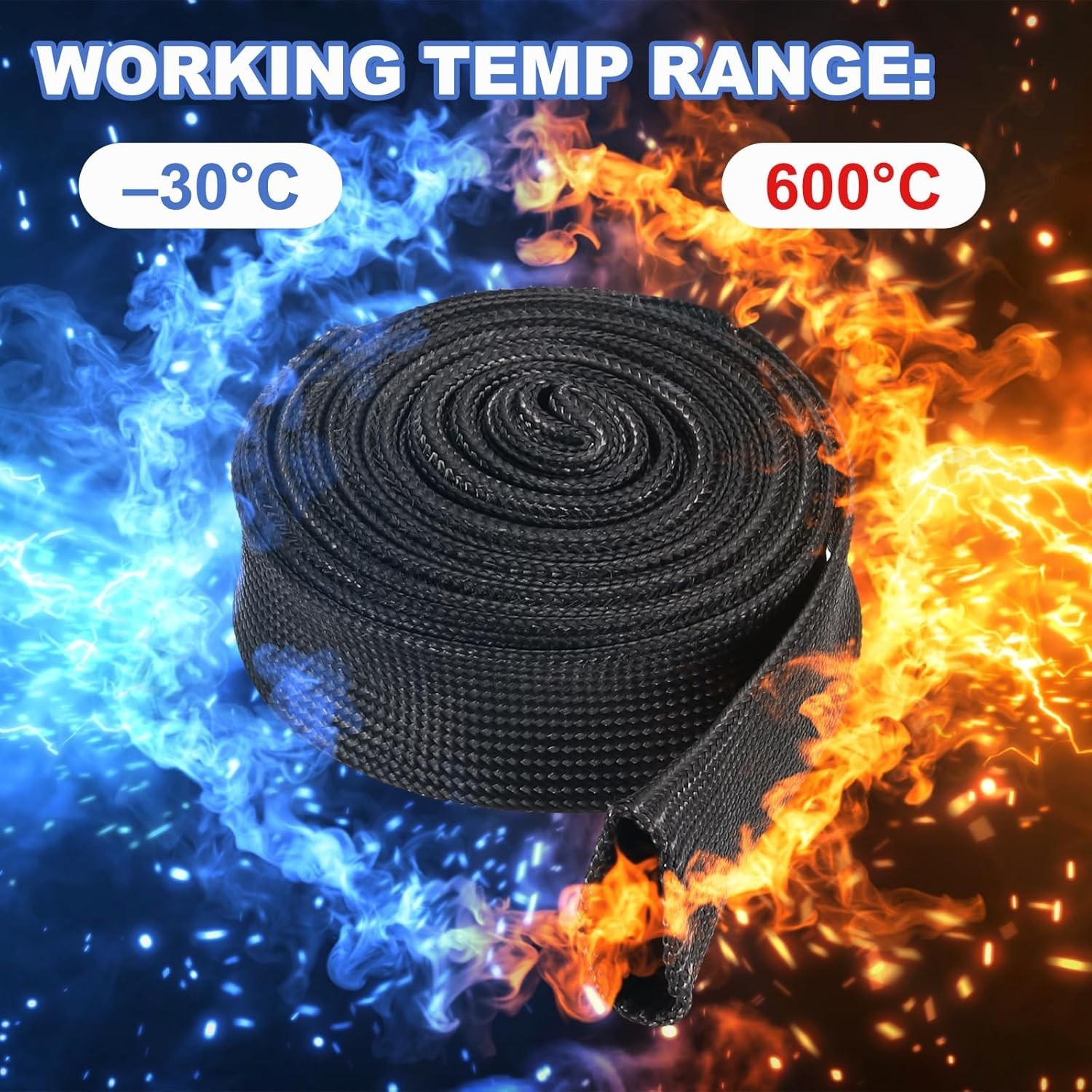 Insulation Cable Protector,30mm/1.18 Inch-1m/3 Feet High Temp Fiberglass Slee…