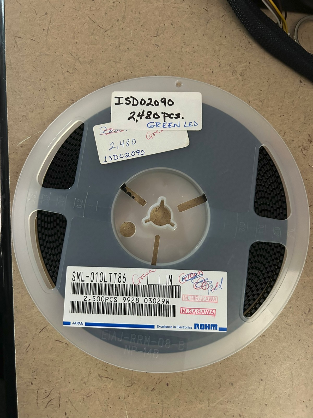 NOS ~2400 PIECE REEL SML-010MTT86, ROHM, LED RED CLEAR 3020 SMD