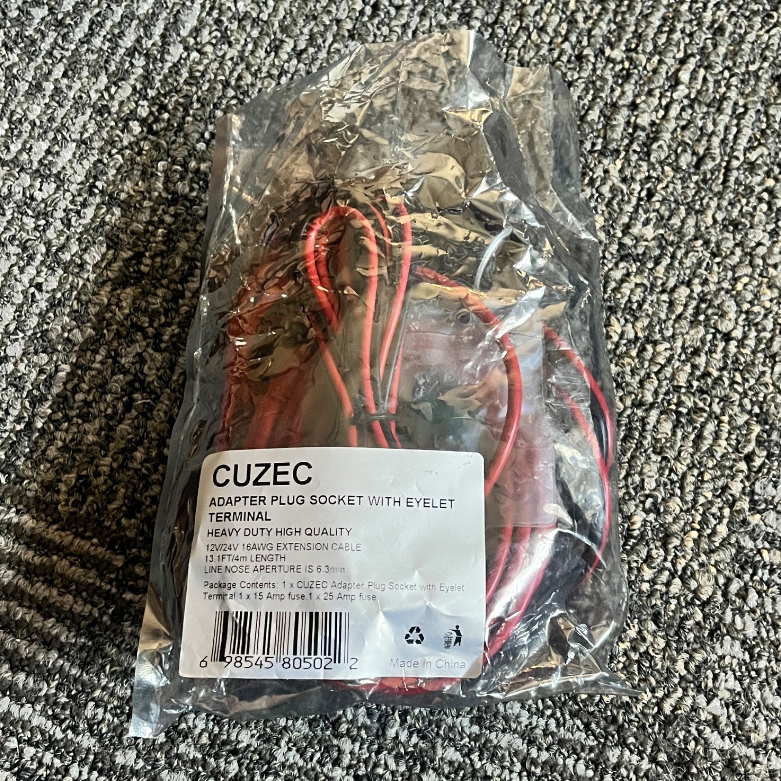 Cuzec 16 AWG 13.1Ft/4M Adapter Plug Socket with Eyelet Terminal