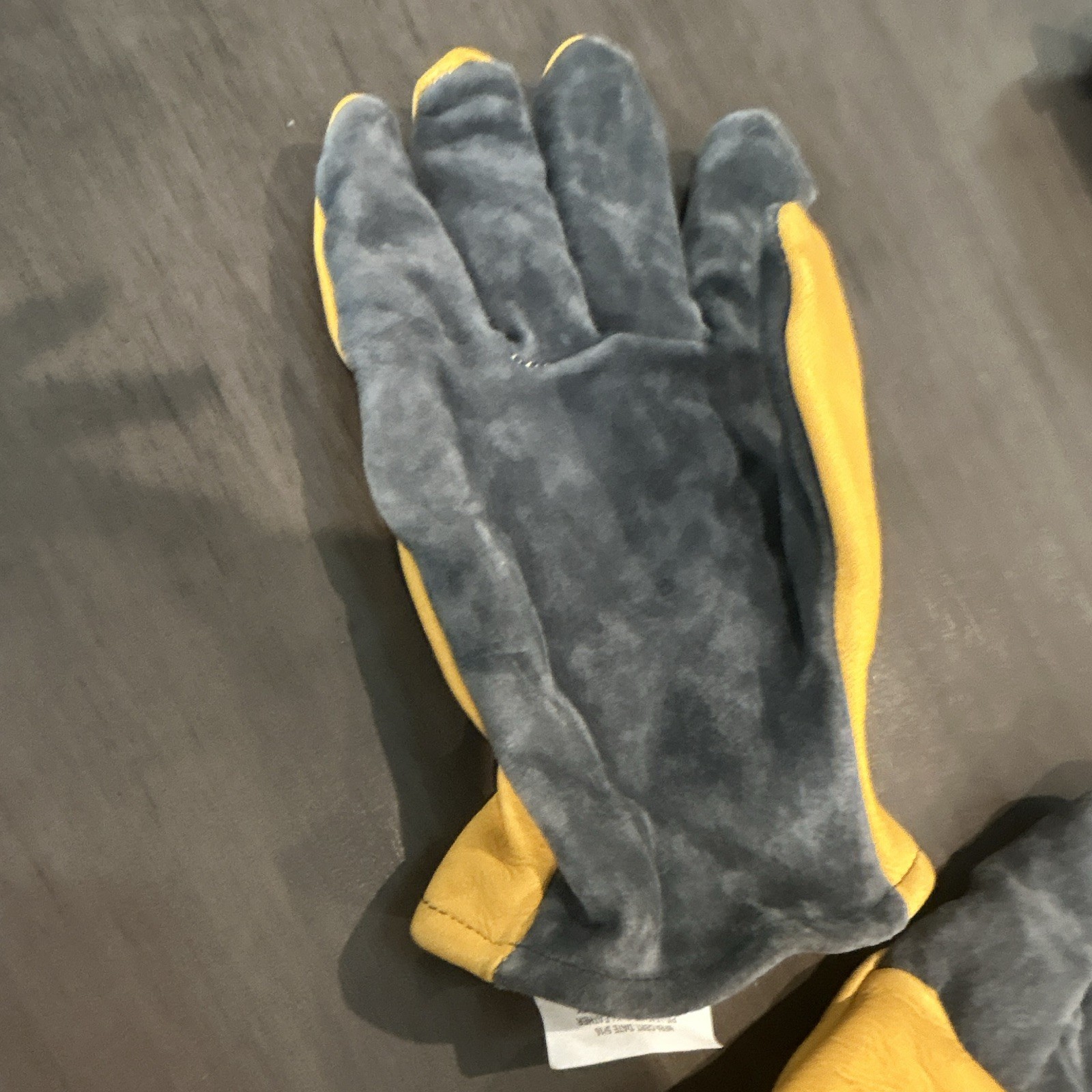 Shelby Model FDP Leather Work Gloves Yellow/Gray Pair, Size J Total 3 gloves