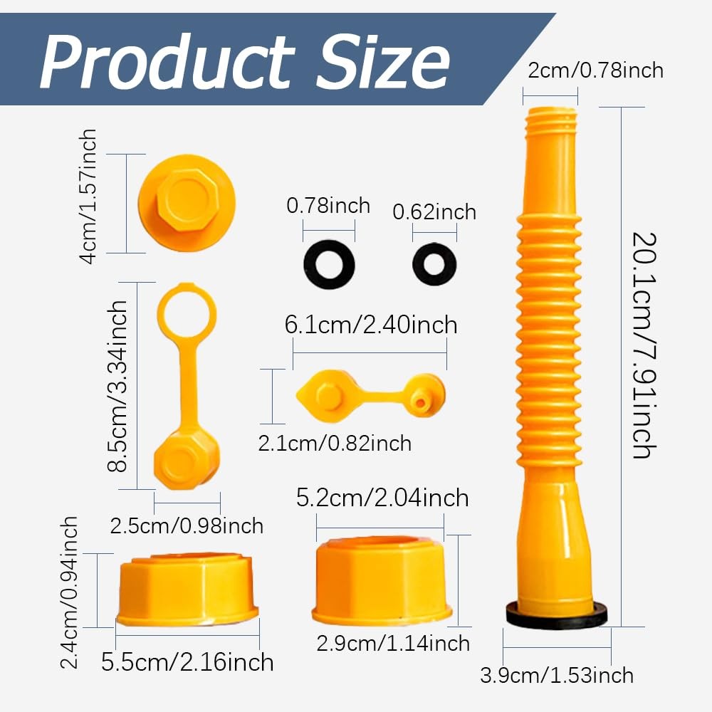 Gas Can Spout Replacement No Spill Nozzle Flexible Fuel Tank Adapter Kit 5 Gallo