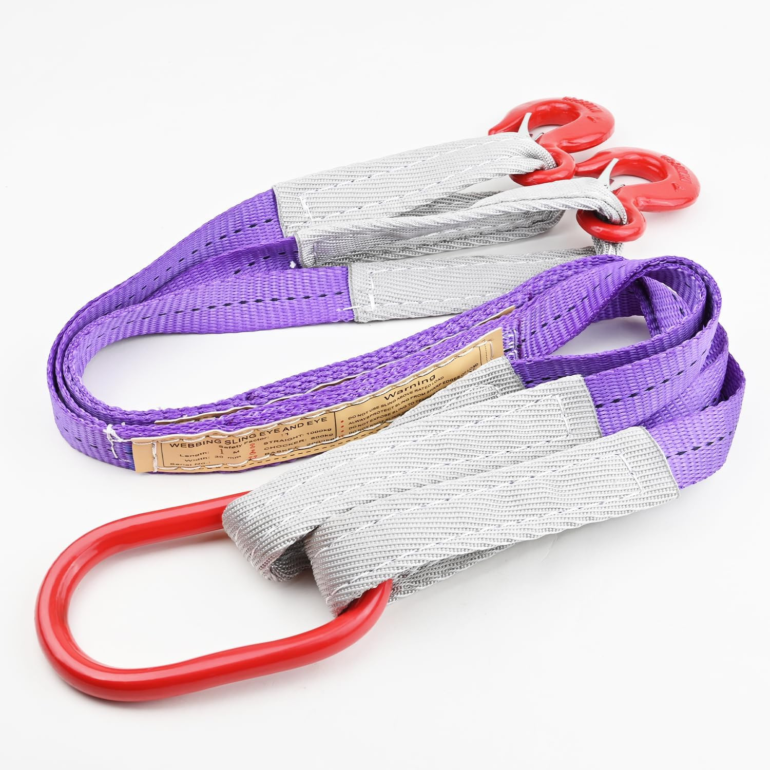 Lifting Slings Straps with Hooks – 3.3 FT, 4409LB Pounds Capacity, Polyester Bri