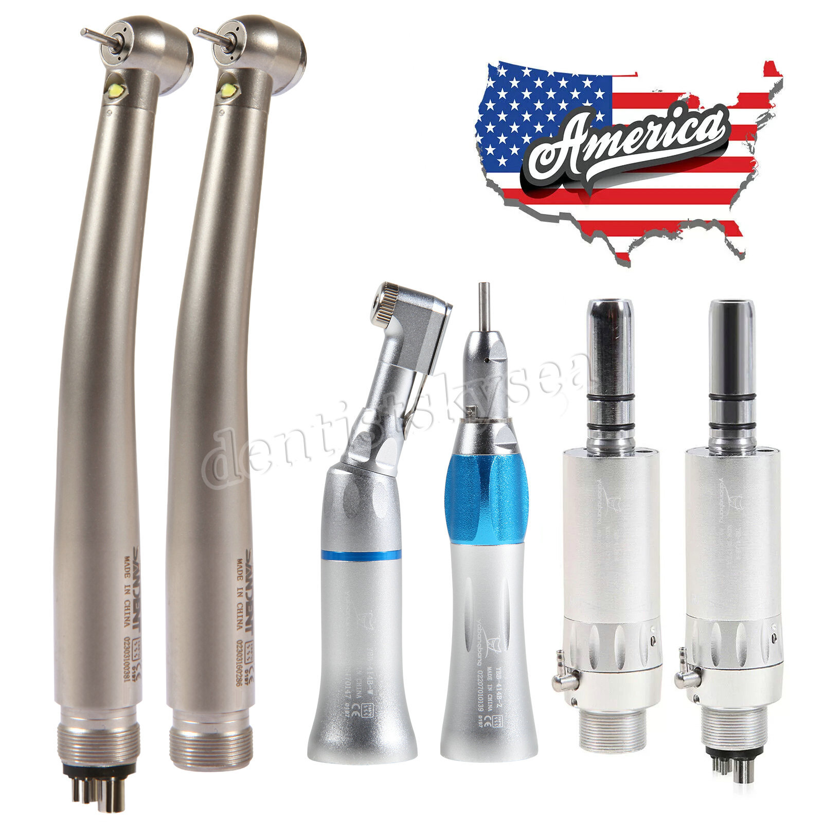 Fiber Optic LED E-generator/ Low Speed Handpiece 2/4 Holes US Dental