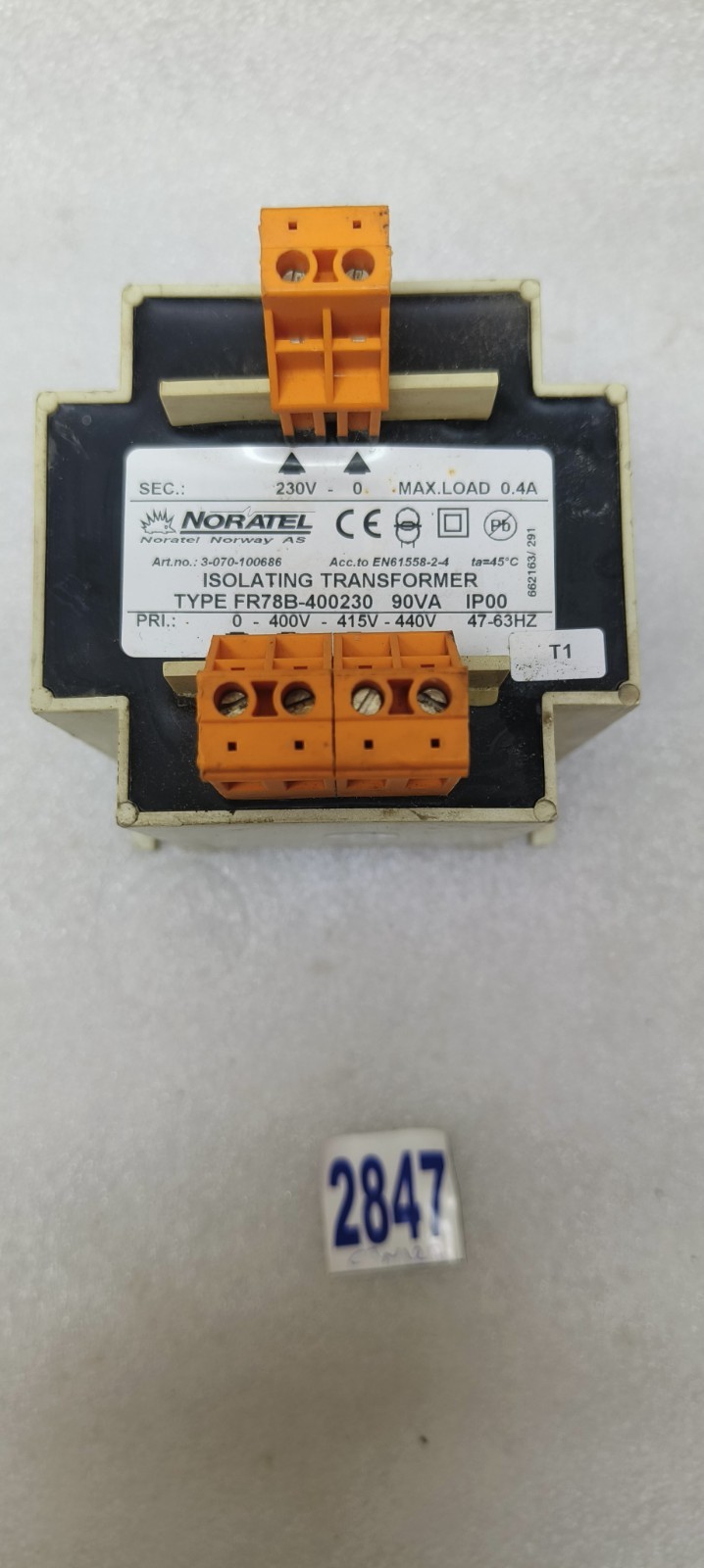 NORATEL ISOLATING TRANSFORMER Type.FR78B-400230 90VA (FREE FAST SHIPPING
