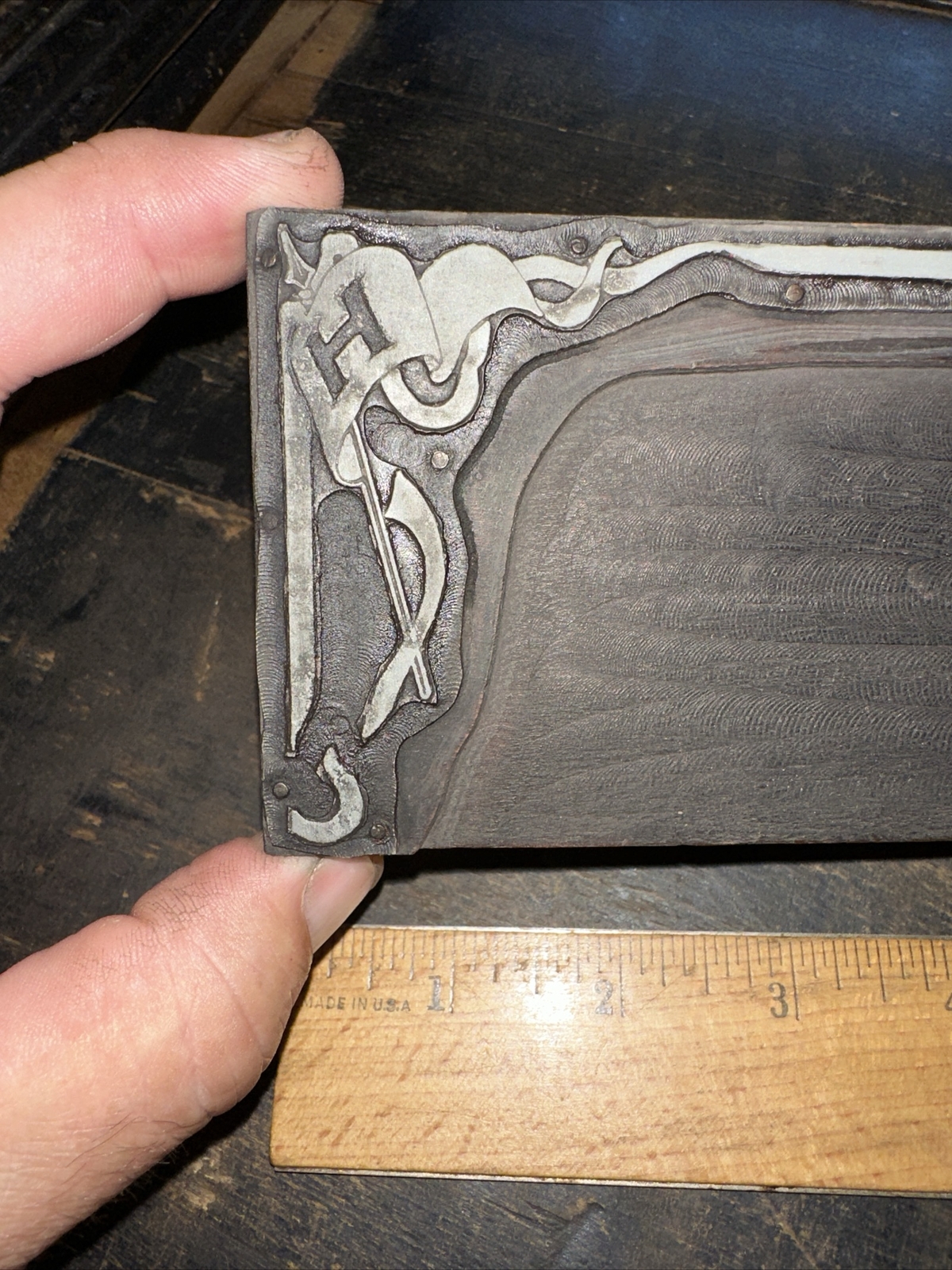 Print Block “ Decorative Background, Football, Letter H “