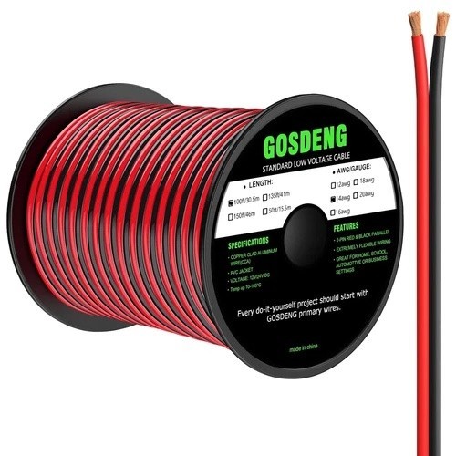 14 Gauge Wire 100FT, 2 Conductors Electrical Wire Red and Black Cable, Low Volta