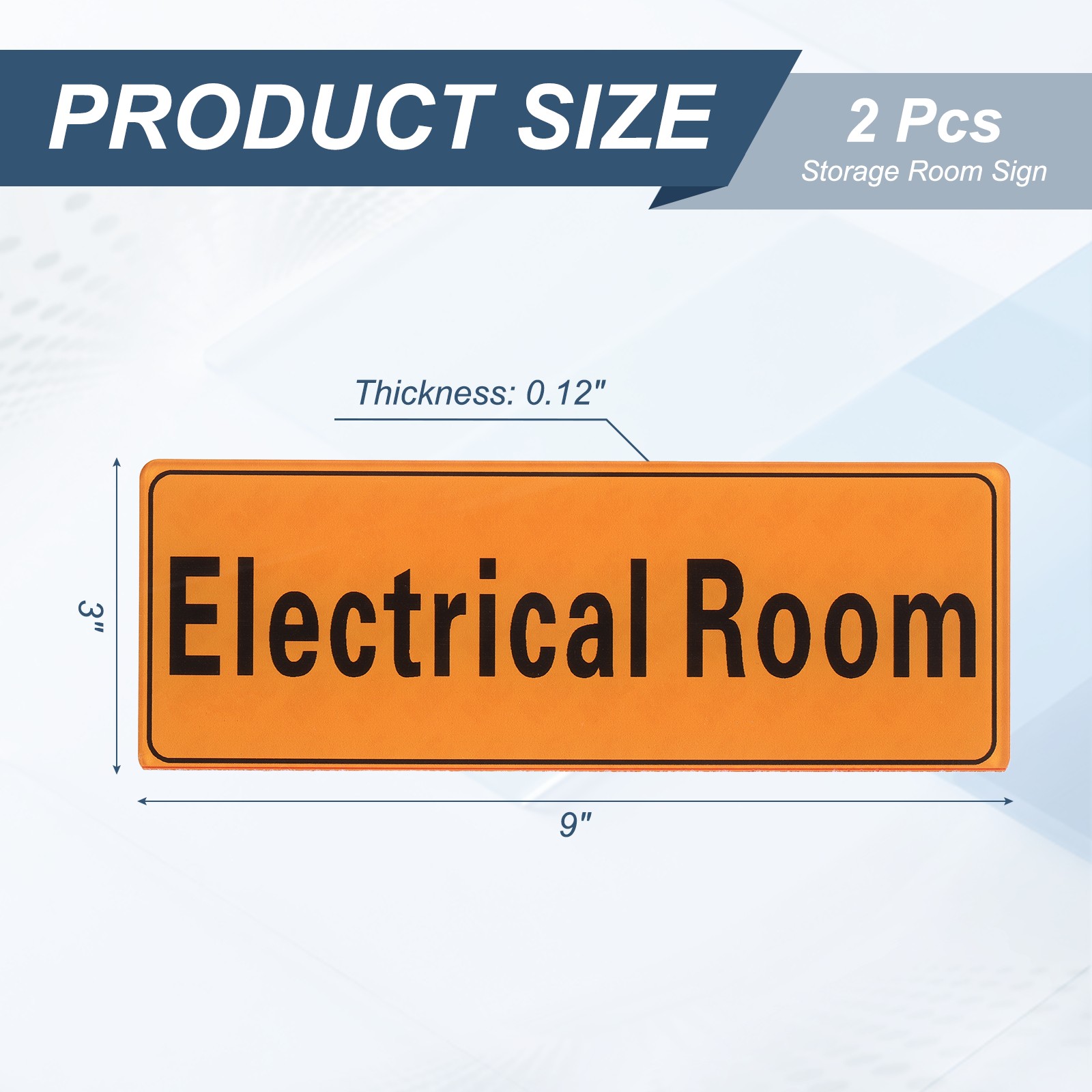 9″x3″ Electrical Room, 2Pcs Room Door Sign Self-Adhesive, Orange with Black Text
