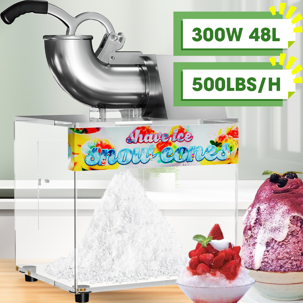 500LBS/H 300W Commercial Snow Cone Machine Ice Shaver Ice Crusher for Snow Cones