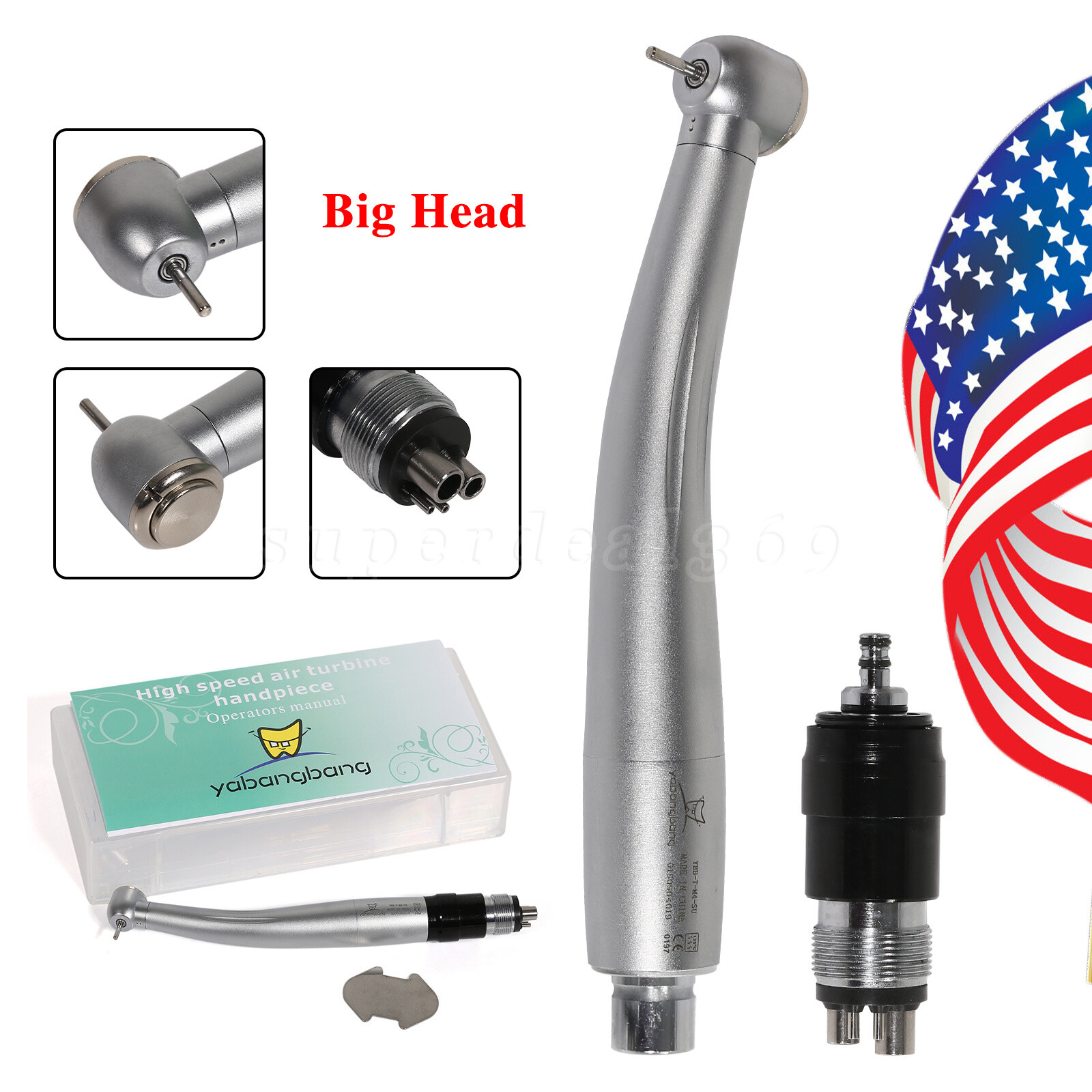 Large Big head Dental Push Button High Speed Turbine Handpiece Coupler 4Hole ty
