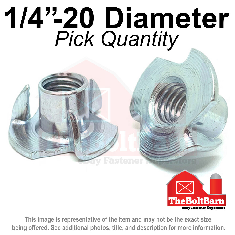 1/4″-20 Steel 3 Prong T Nuts Tee Zinc Plated Coarse Thread (Pick Quantity)