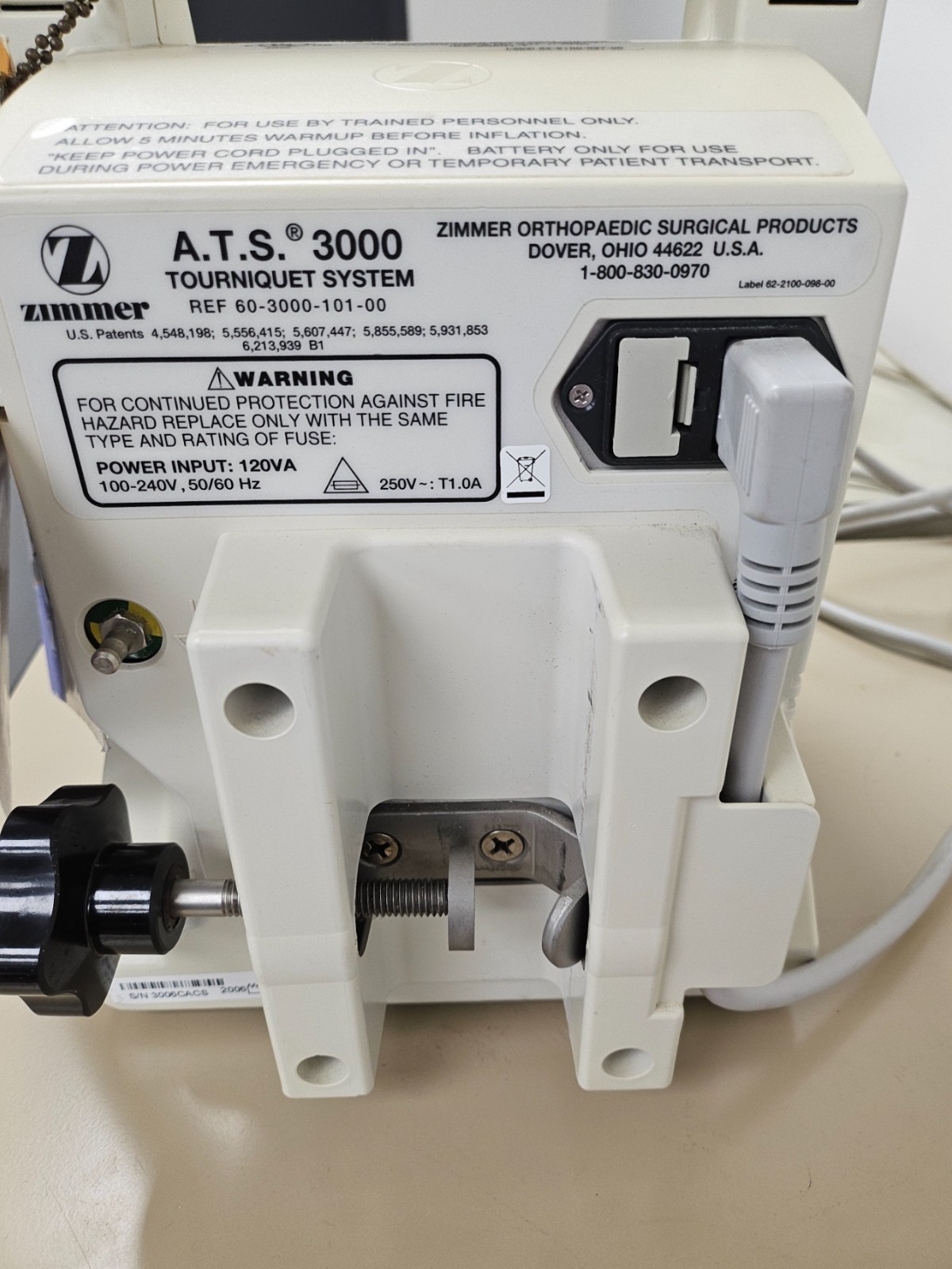 Zimmer ATS 3000 Automatic Tourniquet System A.T.S 3000 w/ New Cuffs and Hoses