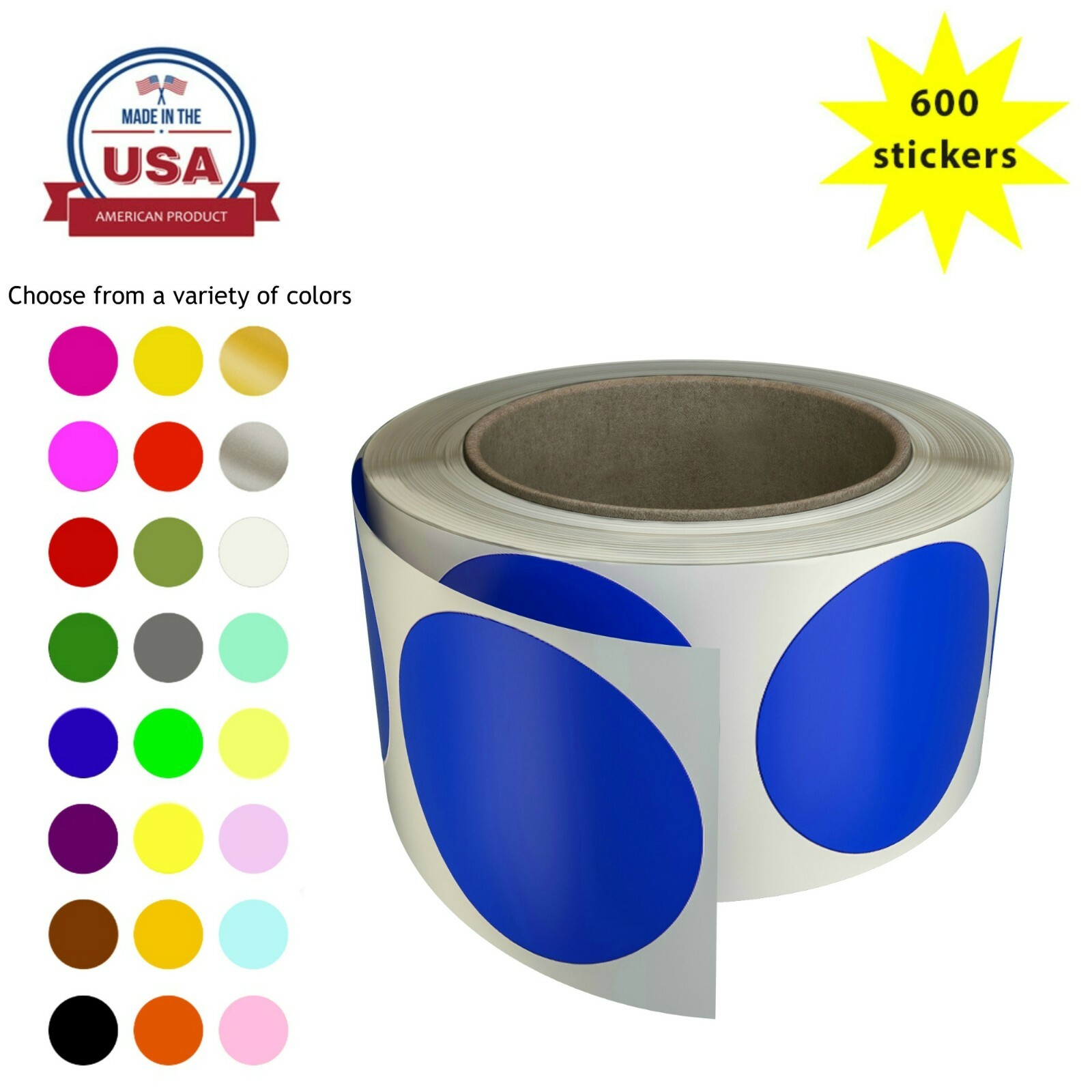 Color Coding Dots 2 Inch in Roll – 50mm Round Circles labels 5cm 600 Pack