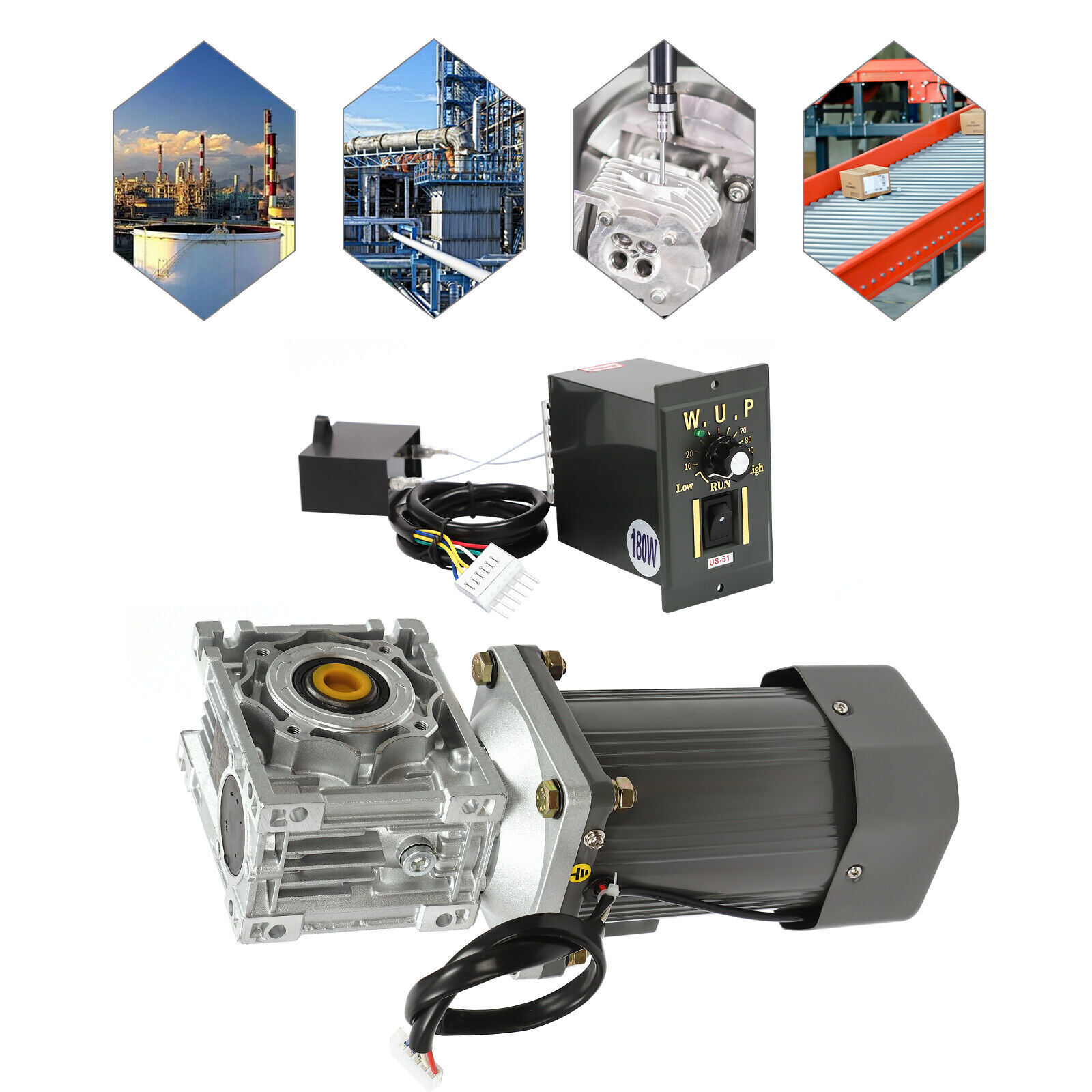 0-27RPM Gear Motor Worm Geared Motor Speed Controller Electric Motor Kit 180W