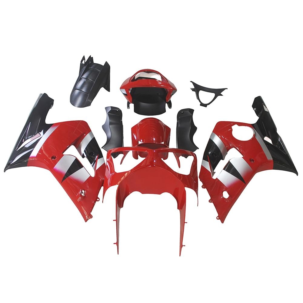 Injection Fairing Kit Kawasaki ZX6R 636 2003-2004 ABS Plastic Gloss Red Black