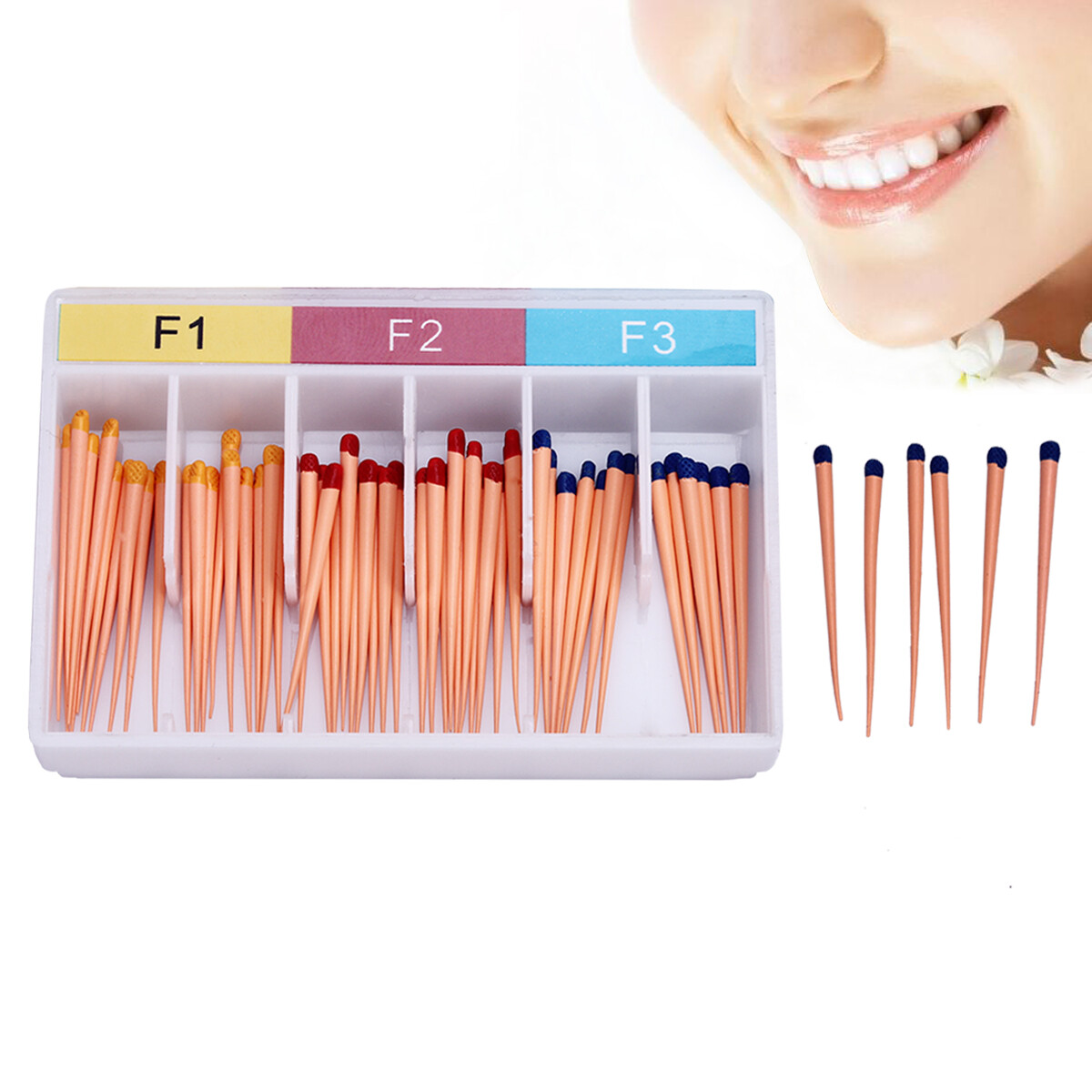Dental Endodontic Gutta Percha Points Tips F1 F2 F3 Root Canal 02-06Taper