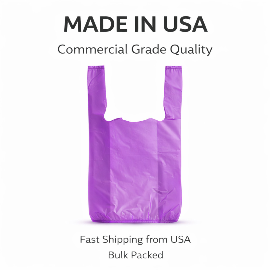 Bags 1/6 Small Purple Unprinted 8 x 4 x 16 T-Shirt Plastic Grocery Shopping Bag