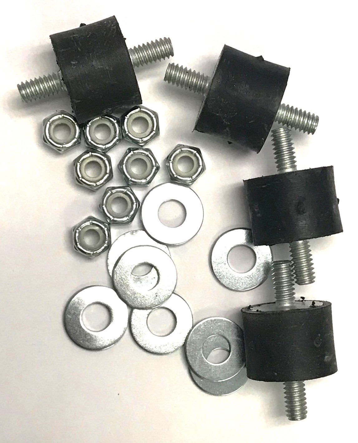 4 Rubber Vibration Isolator Mounts 3/4 High 1″ Dia 1/4″-20 x 1/2″ Thread