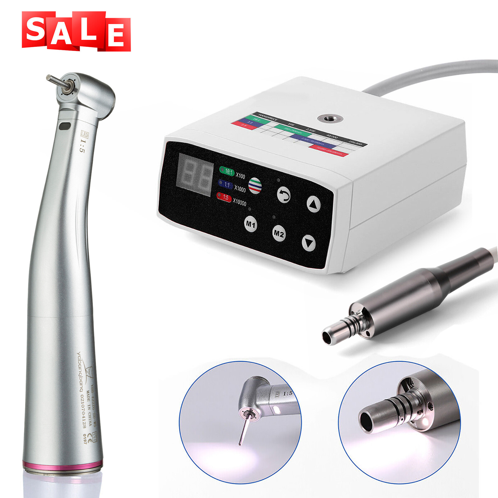 NSK Style NL400 Dental Electric Motor + 1:5 Contra Angle Fiber Optic Handpiece