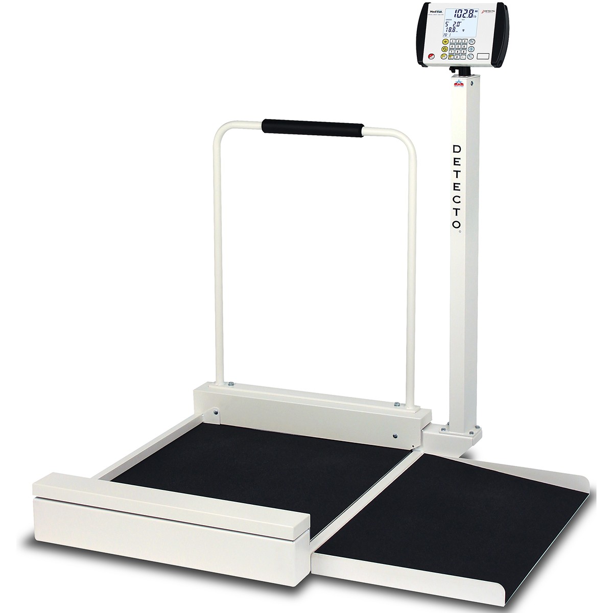 Detecto 6495 Stationary Wheelchair Scale w/ Handrail 800 lb x 0.2 lb, BMI, RS232