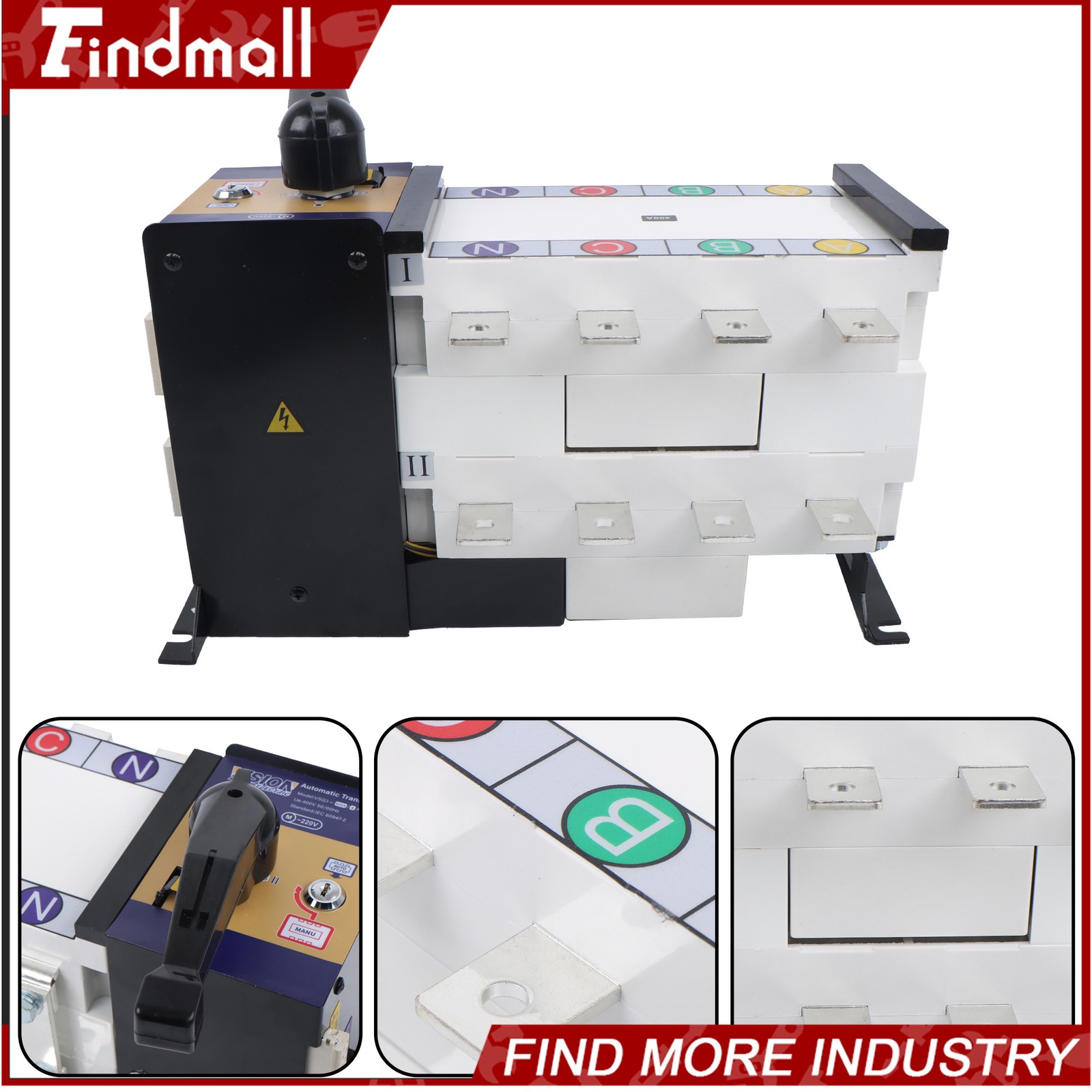 Findmall Automatic Transfer Switch 400A 4Poles 110/220V Grid to AC Generator