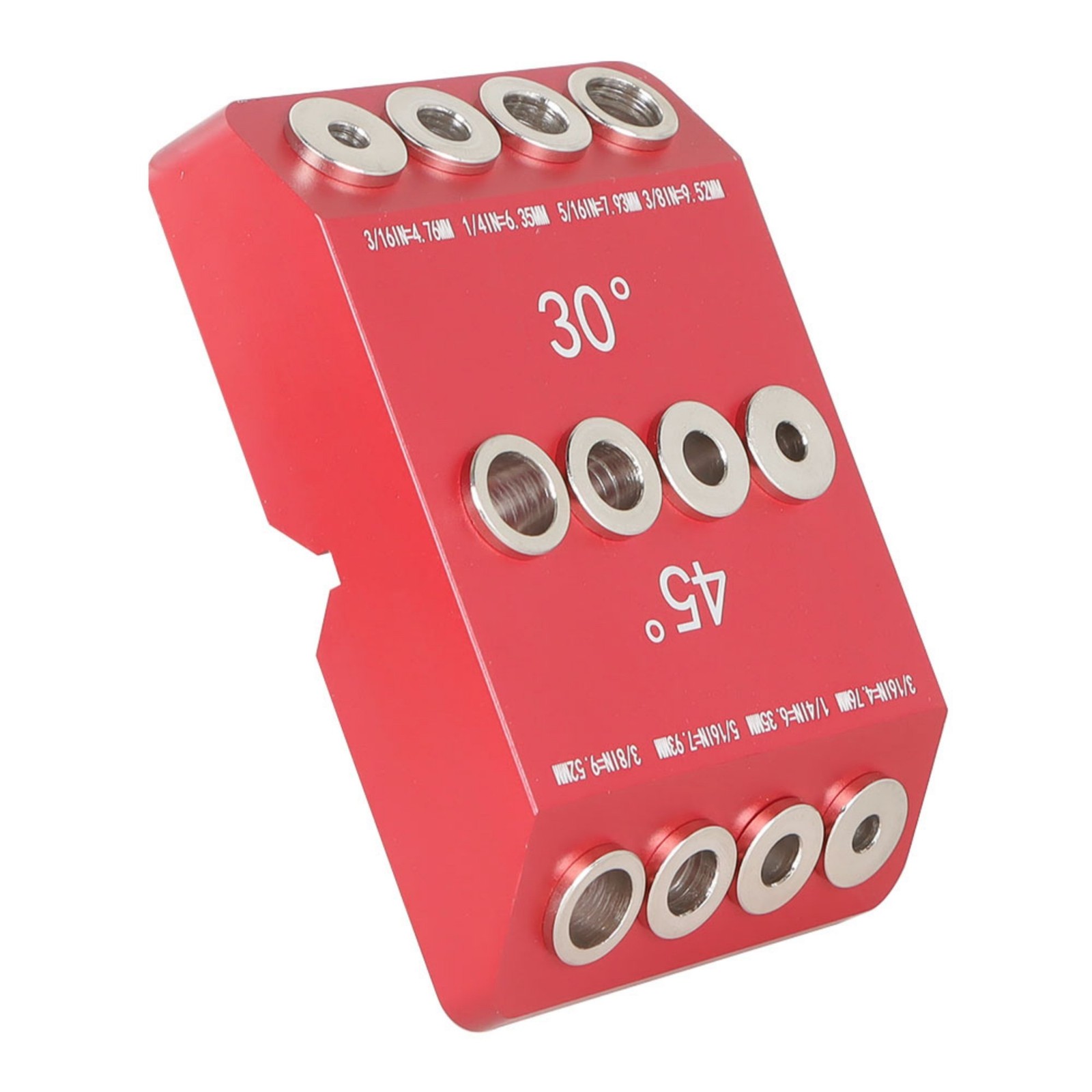 1 Pack Angle Drill Hole Guide Jig Red 4 Sizes 30 45 90 Degree Drilling Template