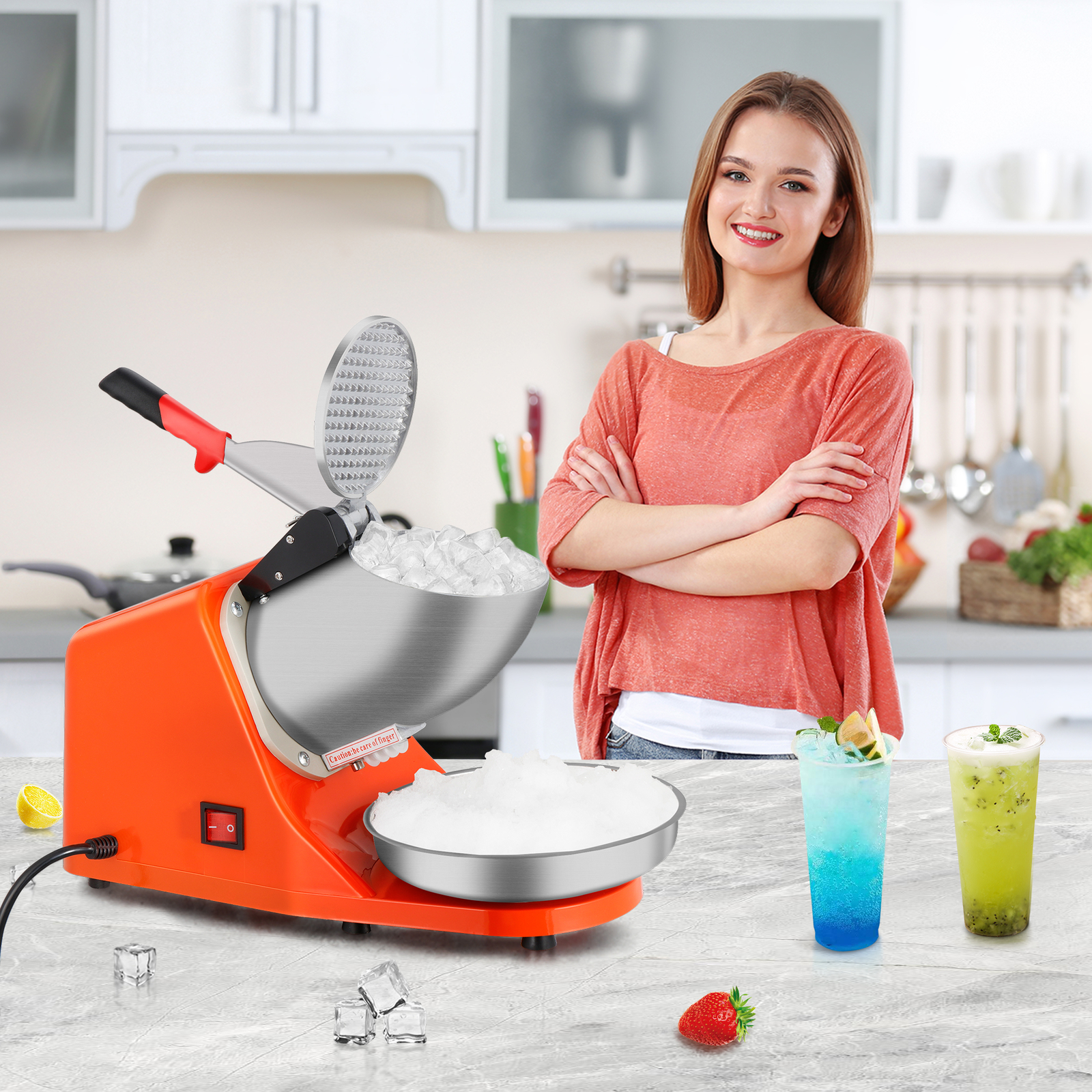 300W Electric Ice Crusher Machine Shaver Shaved Icee Snow Cone Maker 143 lbs New
